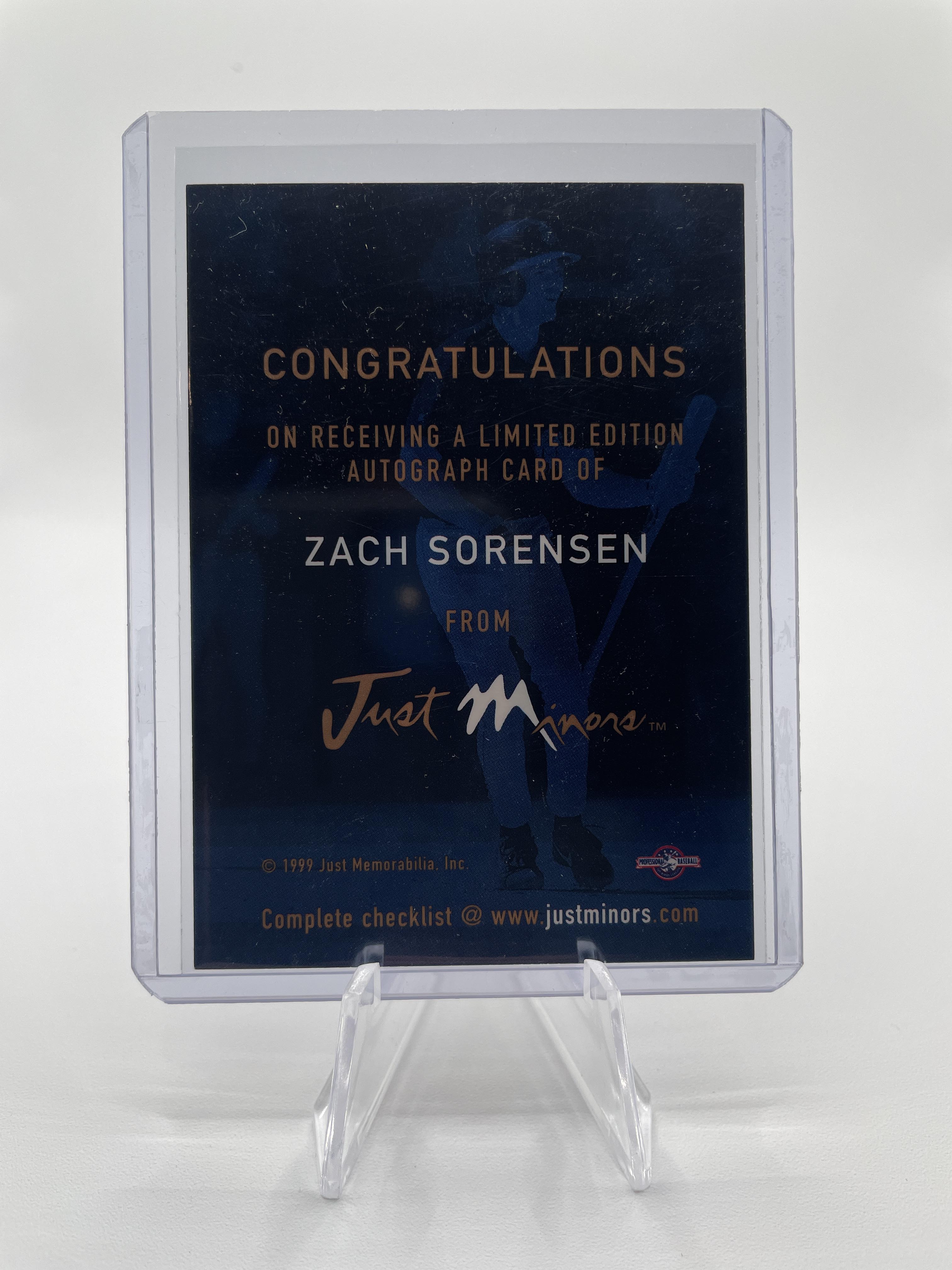 1997 Just Minors Zach Sorensen Limited Edition Rookie Auto SP