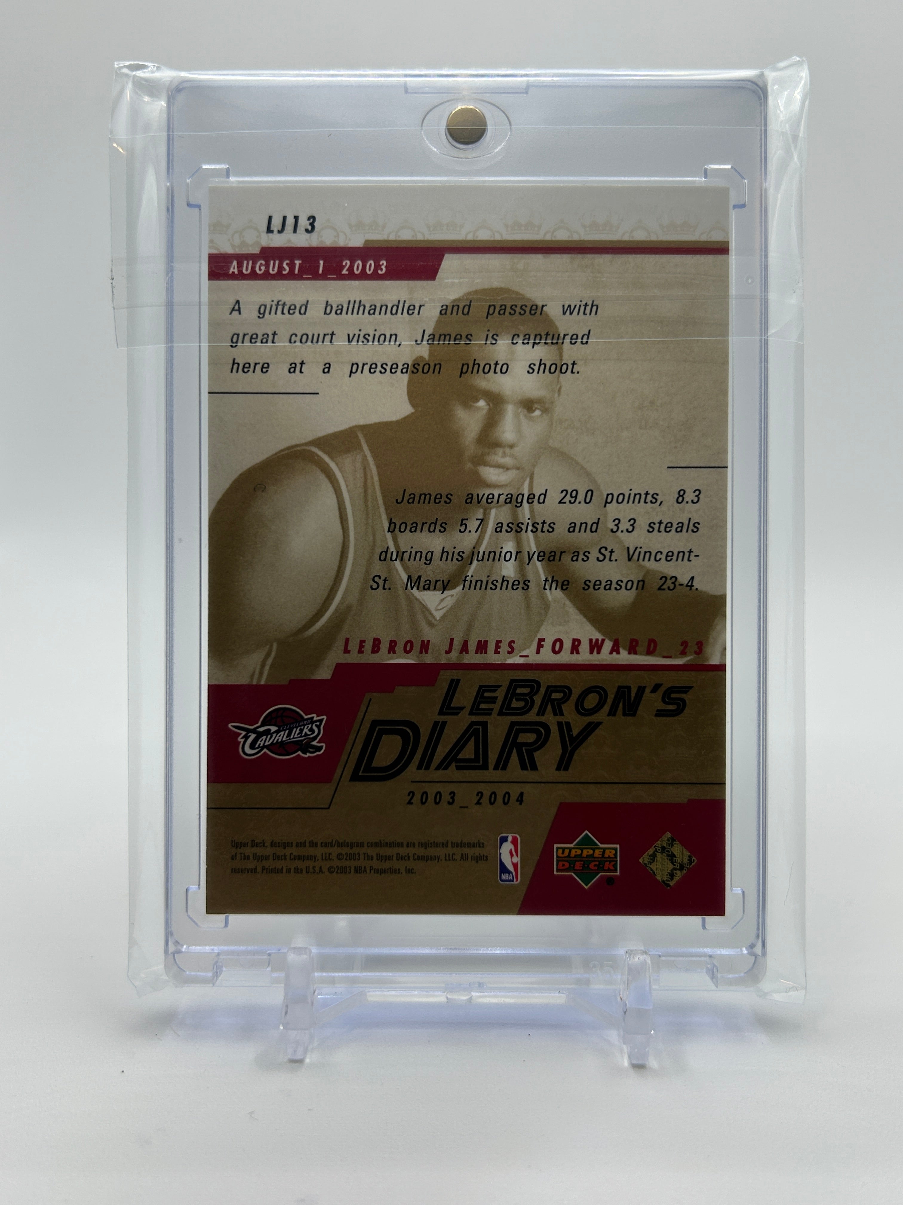 2003-04 Upper Deck Lebron James Lebron's Diary Rookie #LJ13