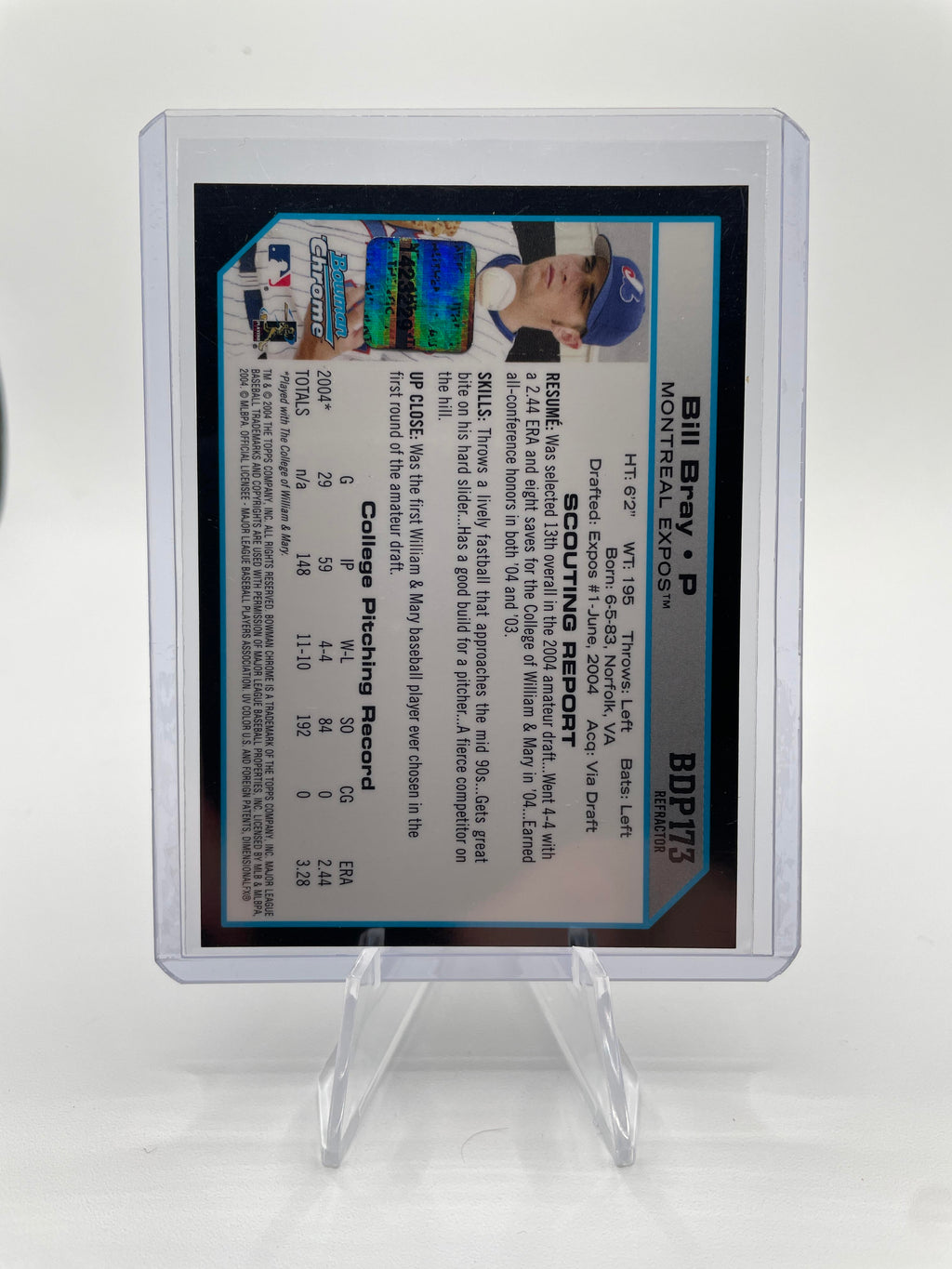 2004 Bowman Chrome Draft Prospects Bill Bray Refractor Rookie Auto #BDP173