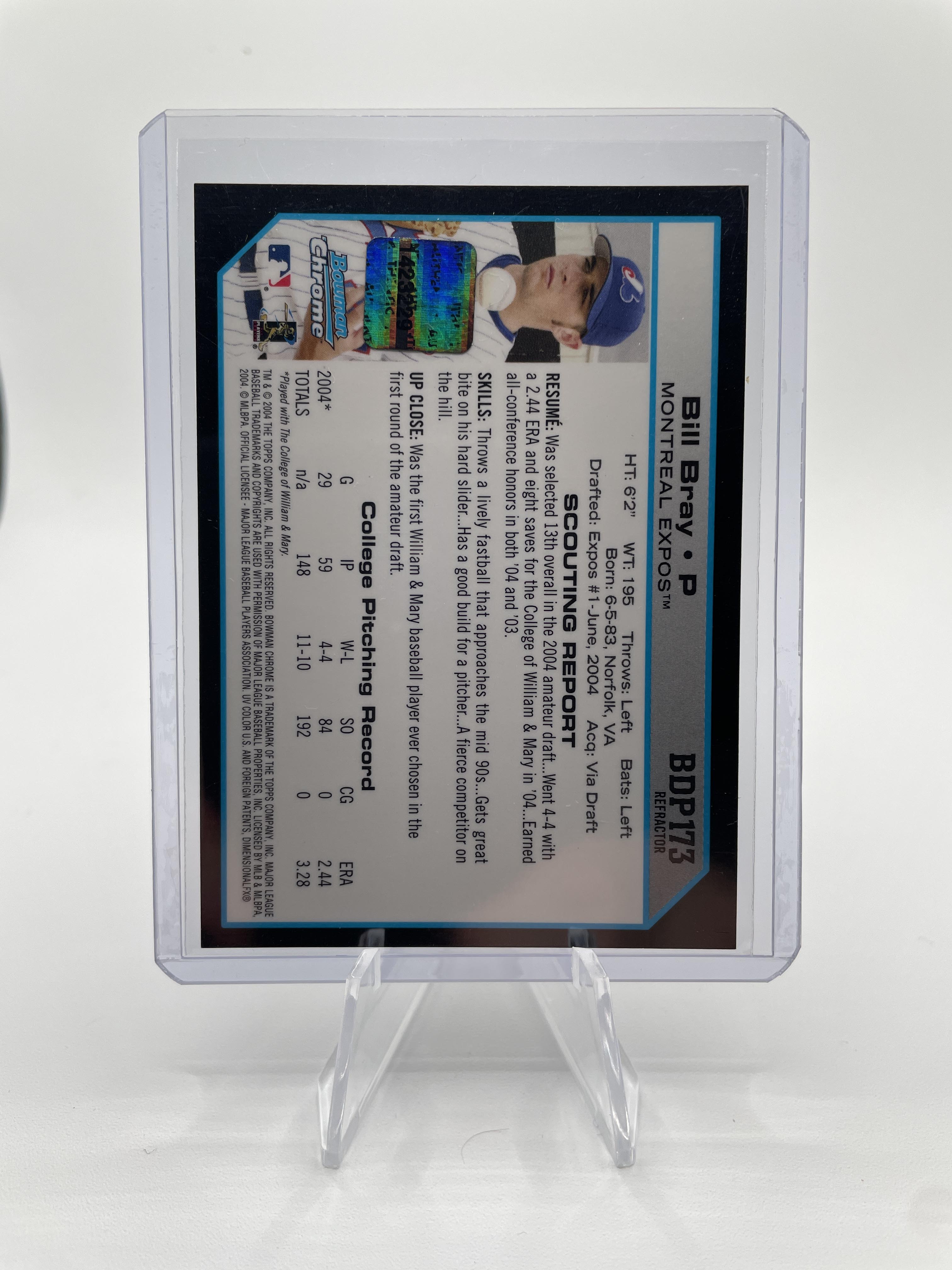 2004 Bowman Chrome Draft Prospects Bill Bray Refractor Rookie Auto #BDP173