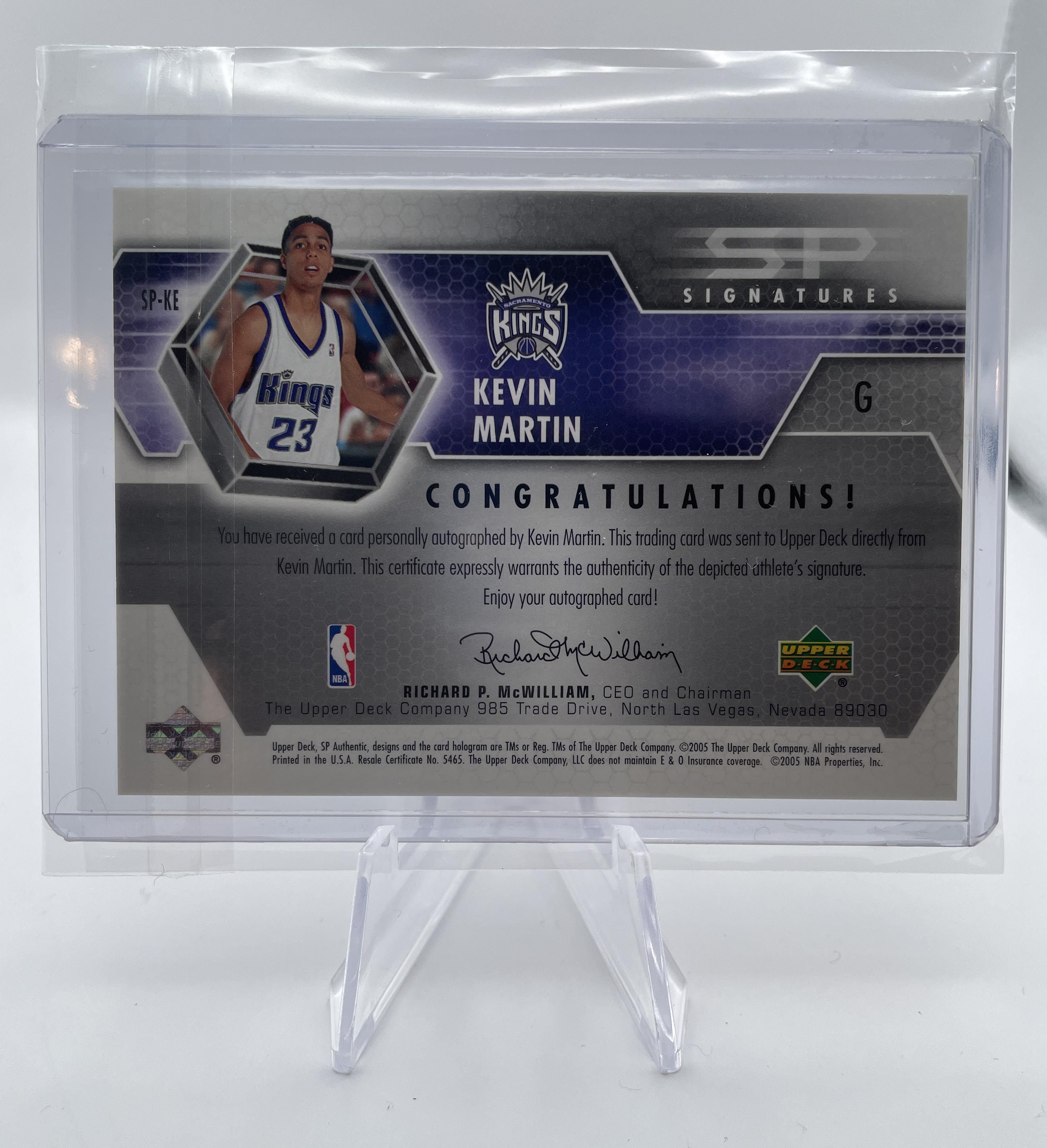 2005-06 Upper Deck SP Authentic Kevin Martin Signatures Auto #SP-KE