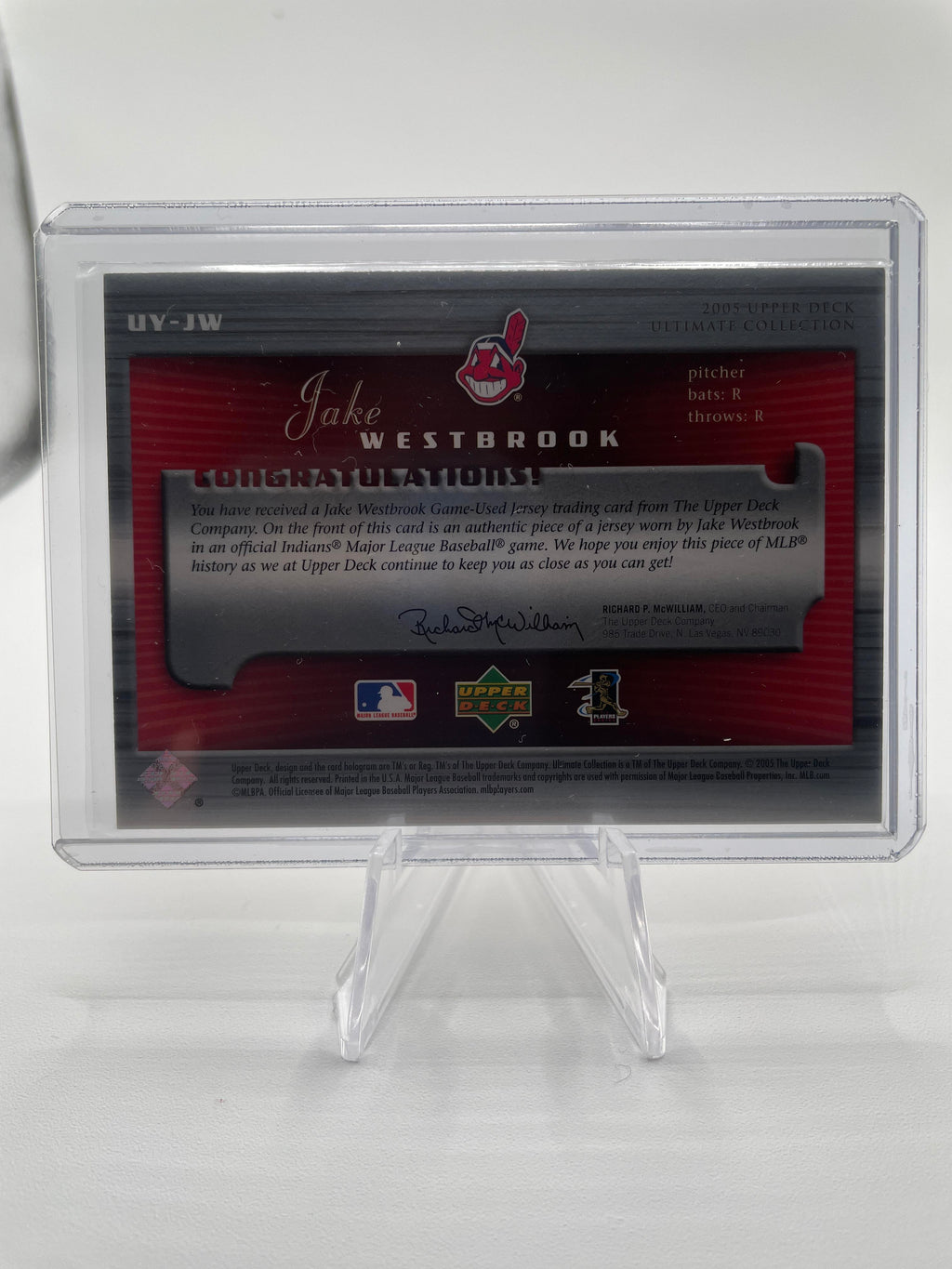 2005 Upper Deck Ultimate Collection Jake Westbrook Young Stars Rookie Patch /20