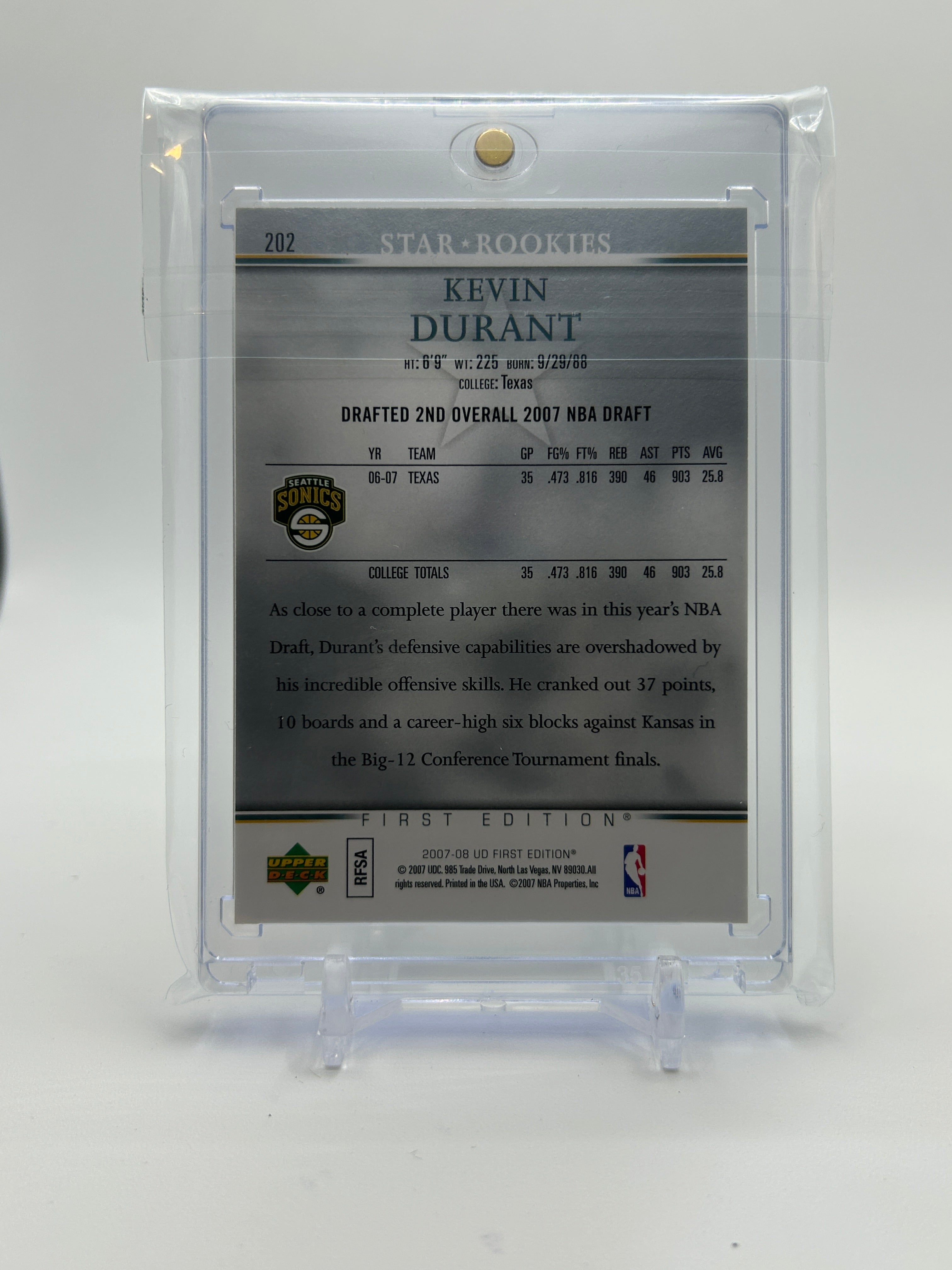 2007-08 Upper Deck First Edition Kevin Durant Star Rookies RC #202
