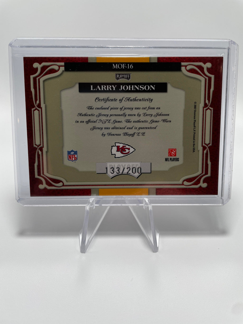 2007 Absolute Memorabilia Marks of Fame Larry Johnson Patch #16 /200