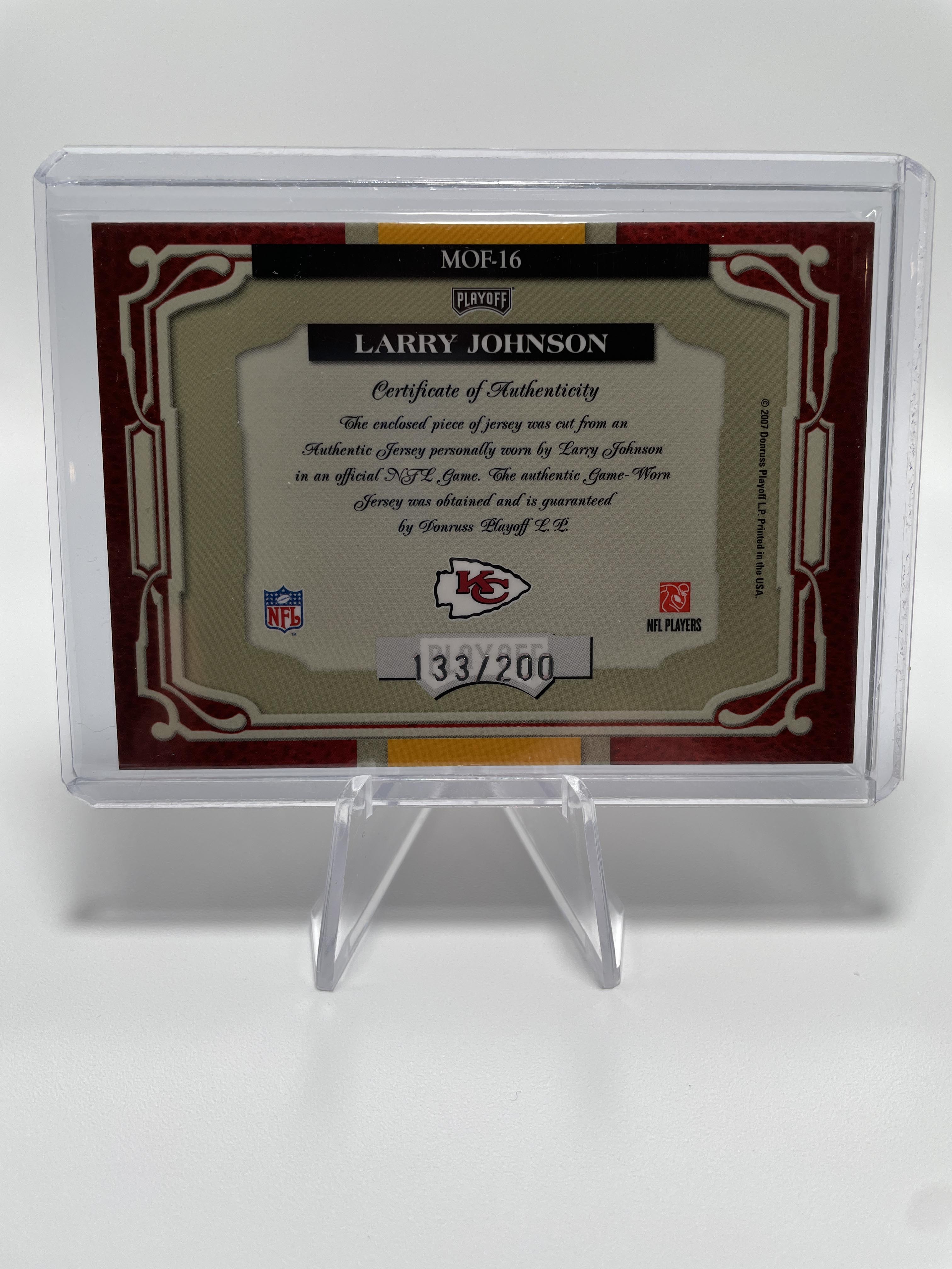 2007 Absolute Memorabilia Marks of Fame Larry Johnson Patch #16 /200