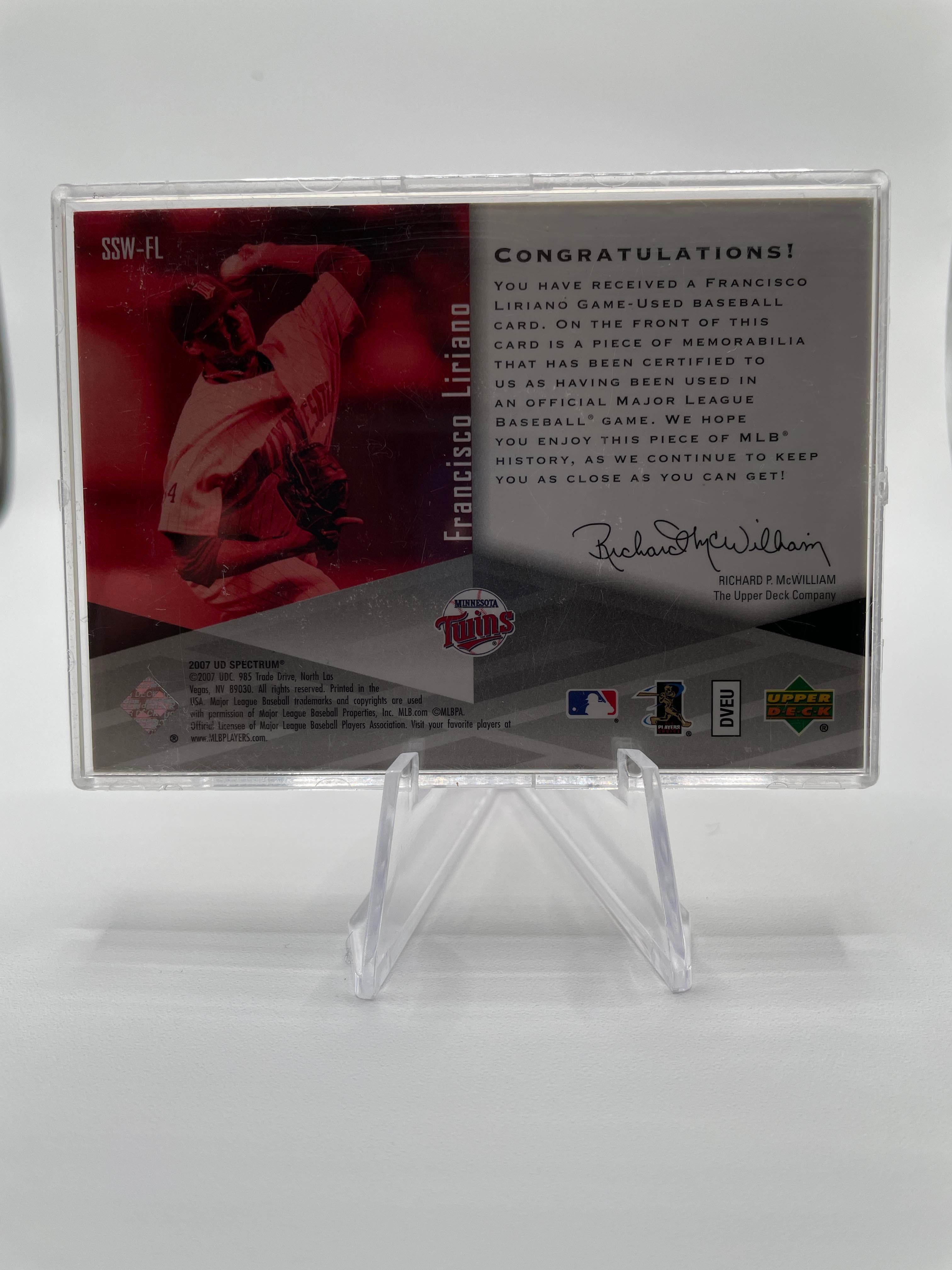 2007 Upper Deck Spectrum Francisco Liriano Red Foil Patch /50