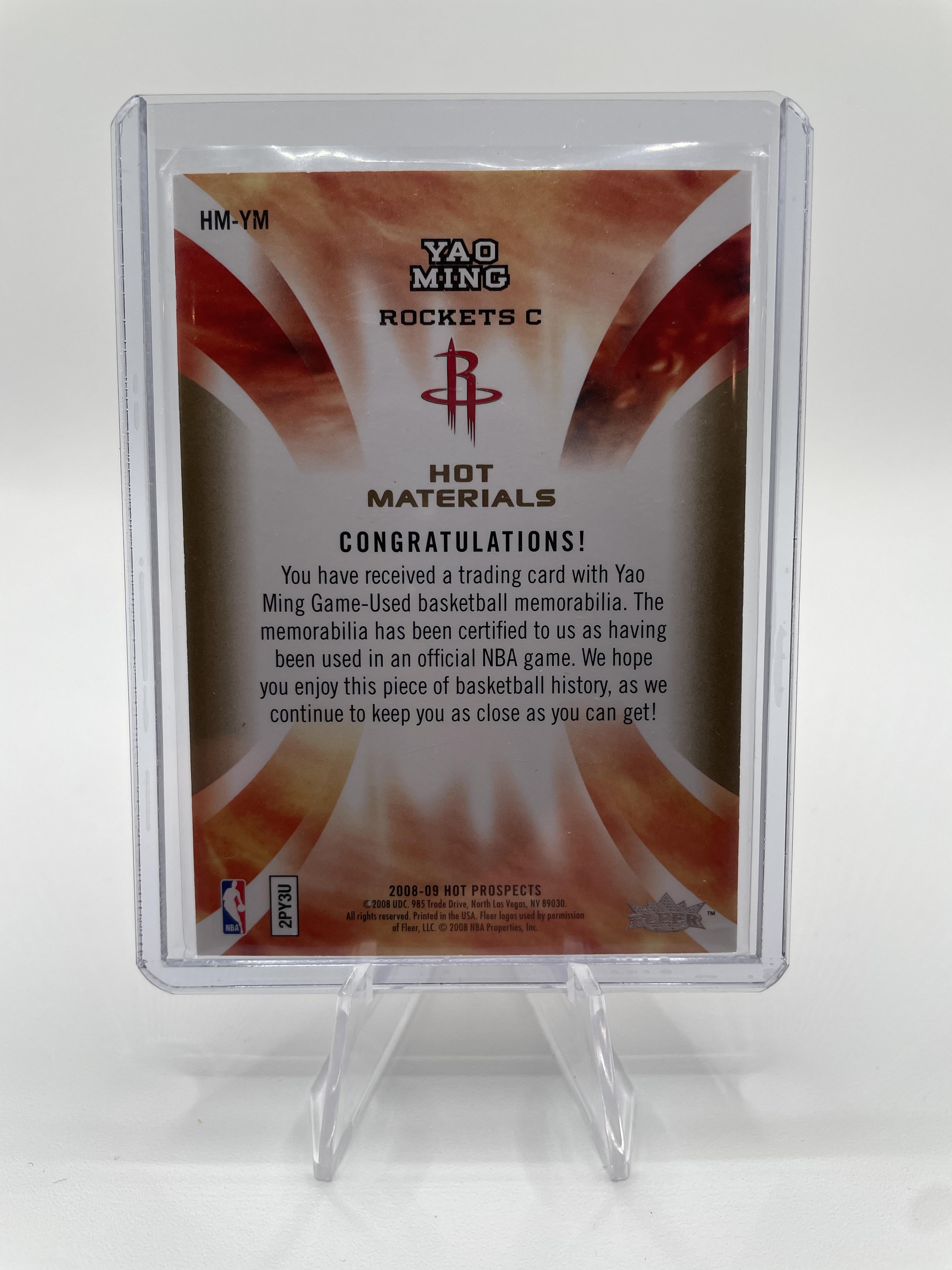 2008-09 Fleer Hot Prospects Yao Ming Hot Materials Game Used Patch HM-YM