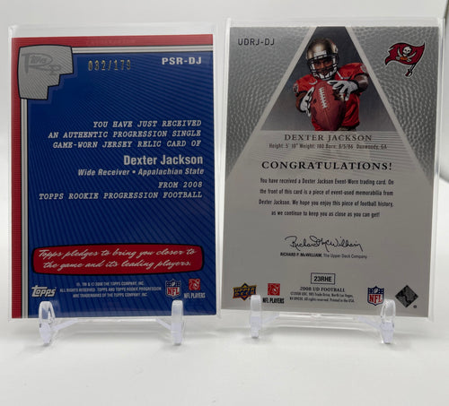 2008 Upper Deck Dexter Jackson Rookie Jersey Relic + Topps Progression RC Patch