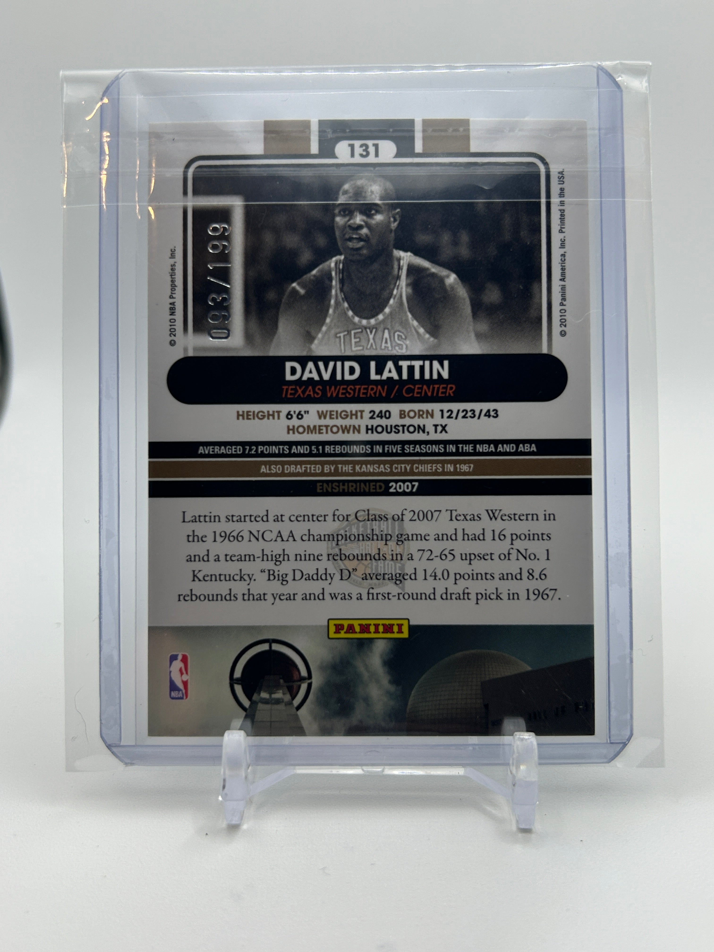 2010-11 Panini Basketball Hall of Fame David Latin /199