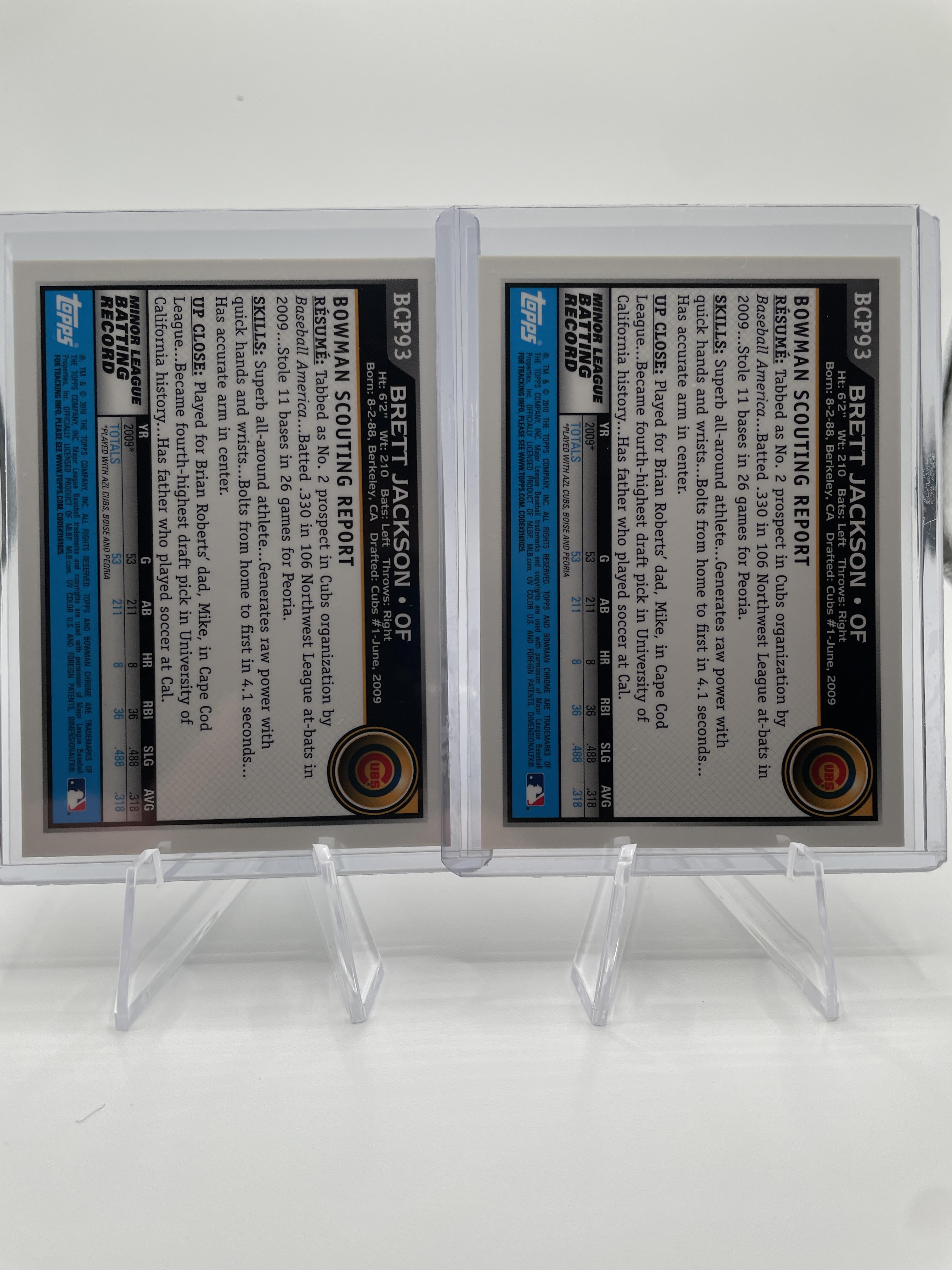 2010 Bowman Chrome Brett Jackson Rookie Refractor Auto Set /500 + Base (x3)
