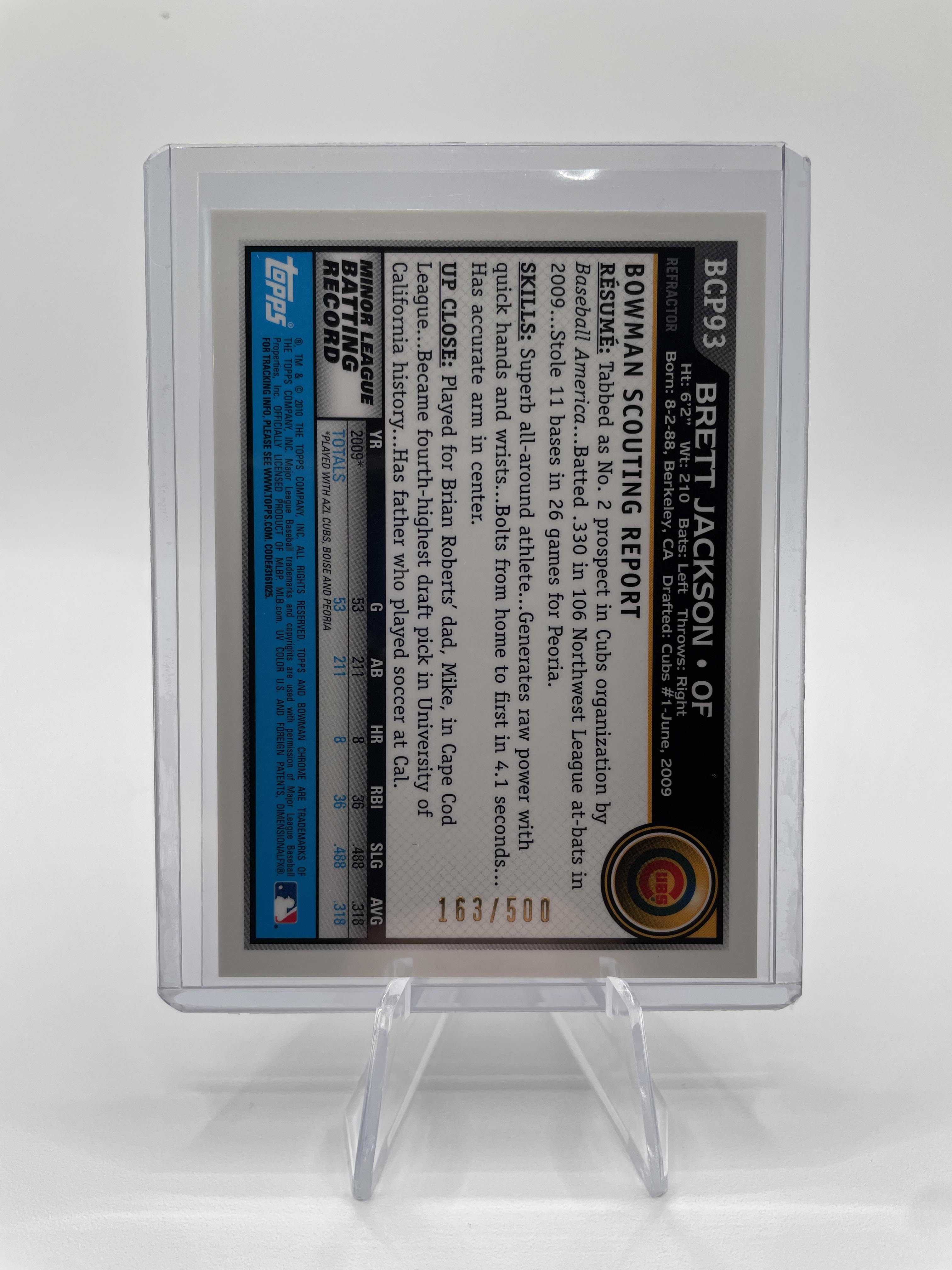 2010 Bowman Chrome Brett Jackson Rookie Refractor Auto Set /500 + Base (x3)