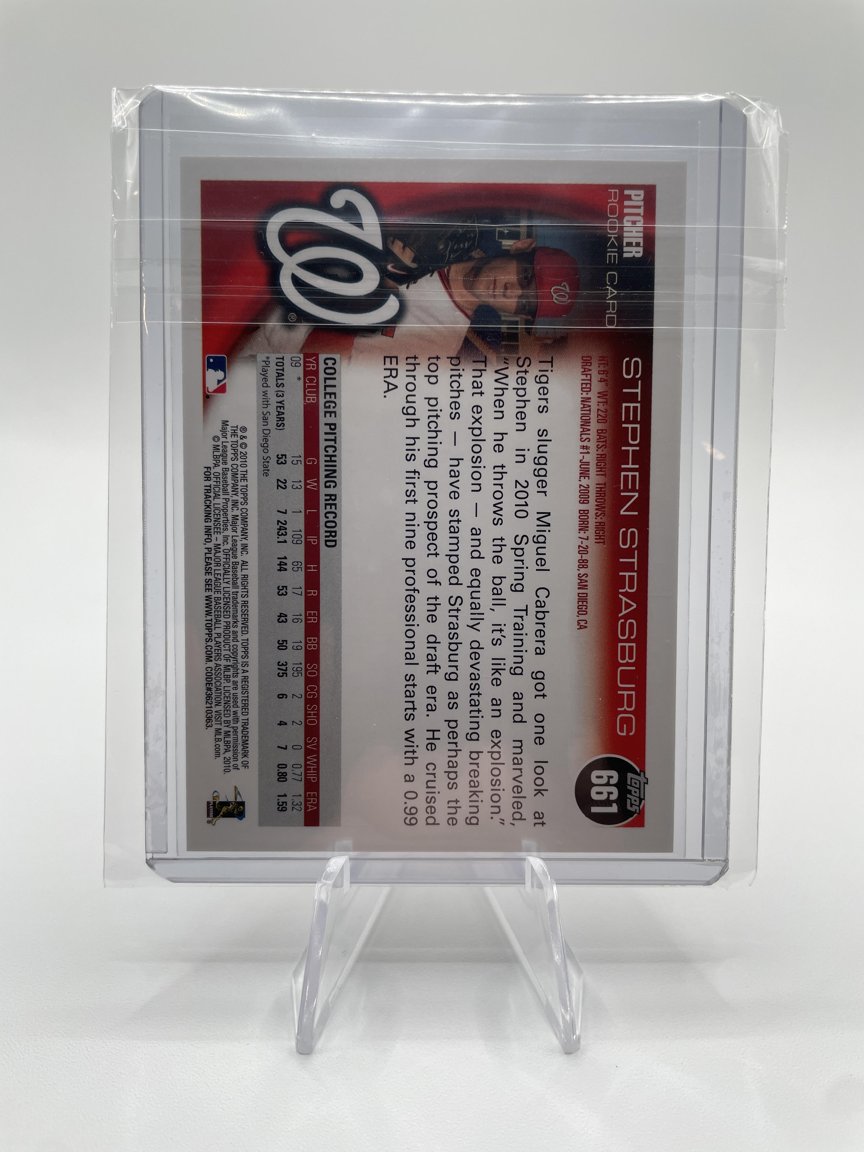2010 Topps Stephen Strasburg Rookie #661