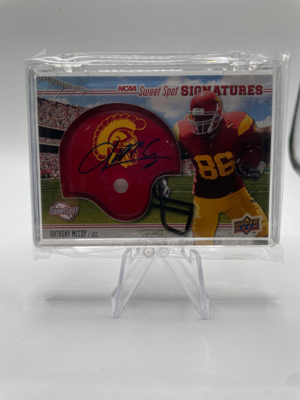 2010 Upper Deck NCAA Sweet Spot Anthony McCoy Rookie Helmet Auto /200