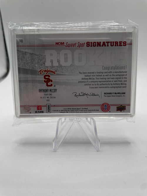 2010 Upper Deck NCAA Sweet Spot Anthony McCoy Rookie Helmet Auto /200