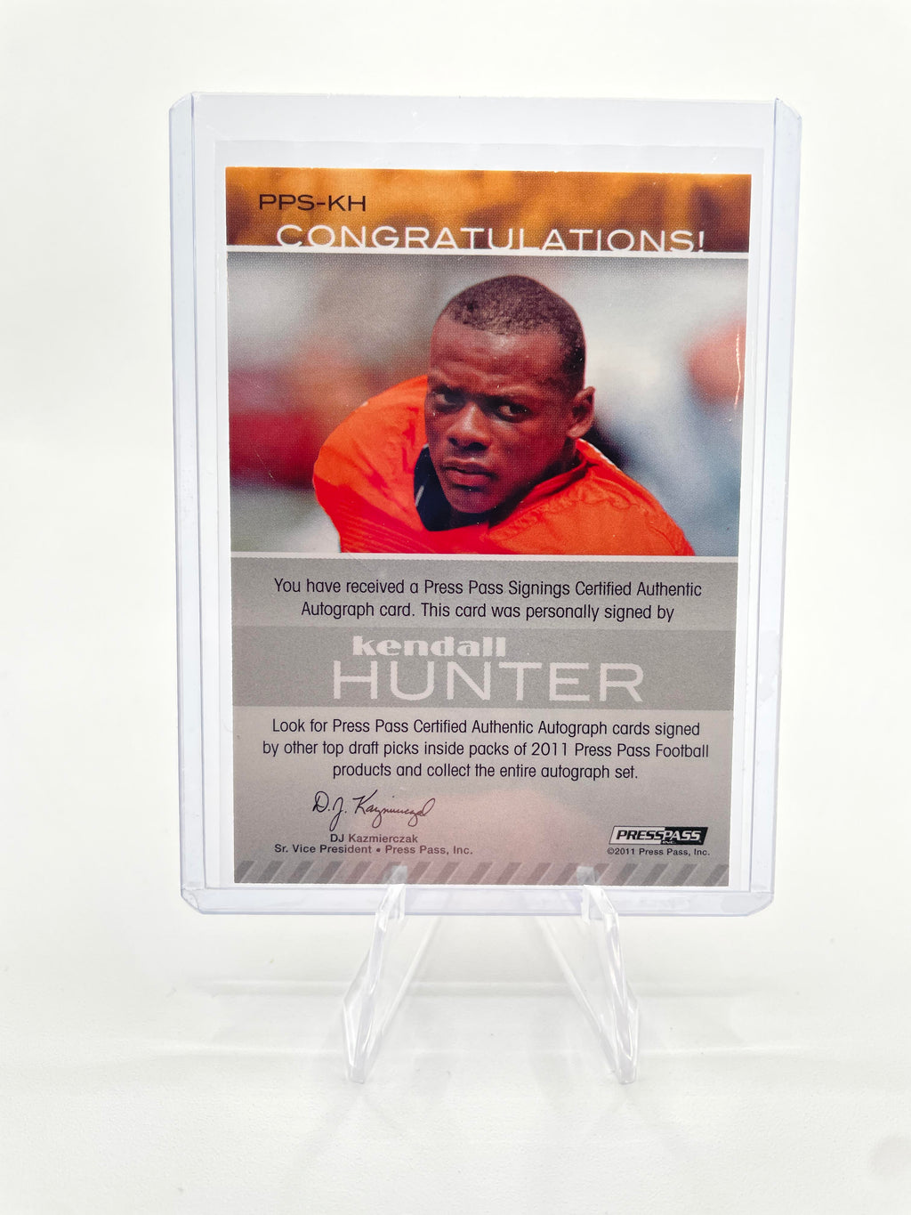 2011 Press Pass Kendall Hunter On-Card Rookie Auto