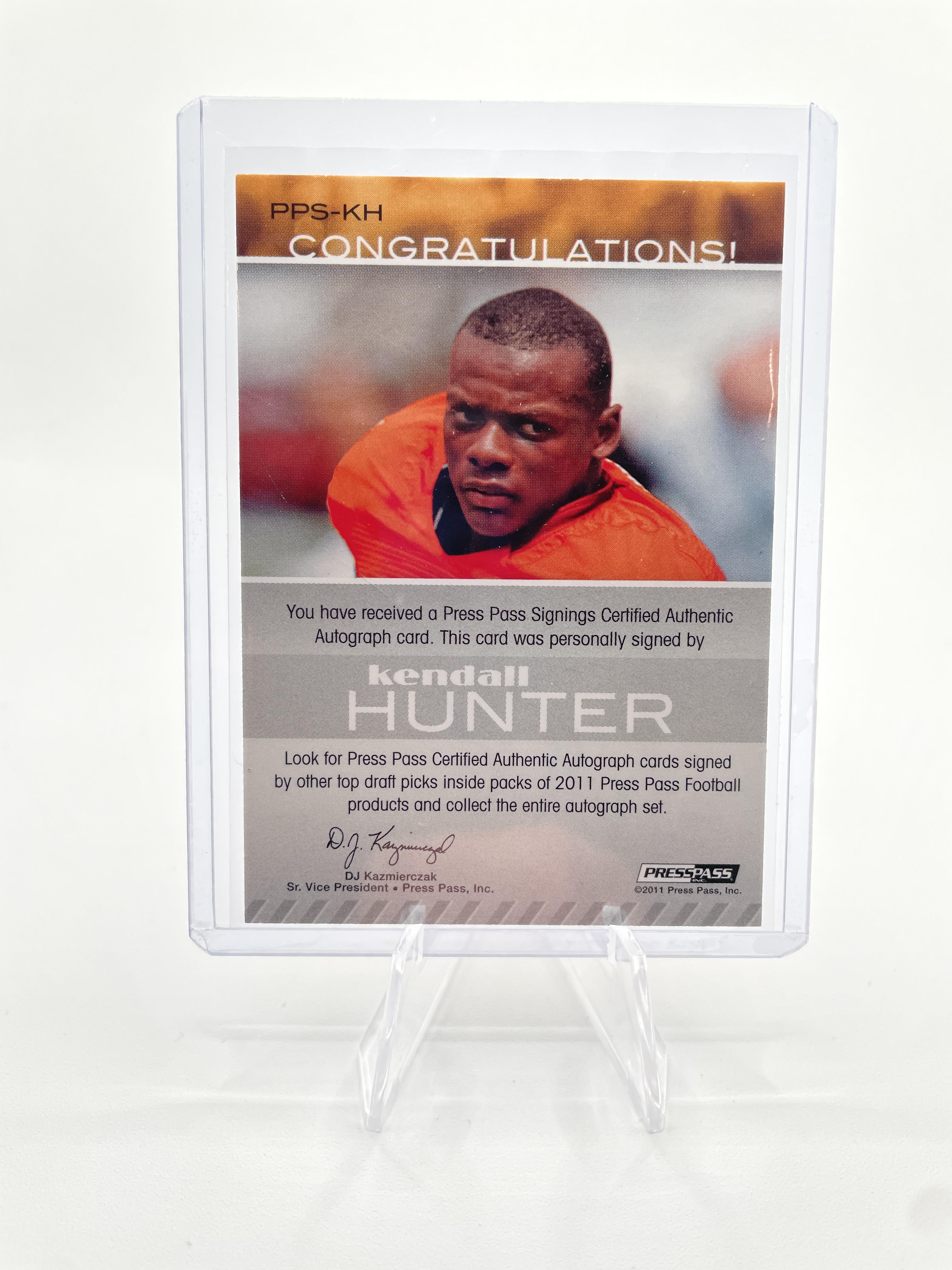 2011 Press Pass Kendall Hunter On-Card Rookie Auto