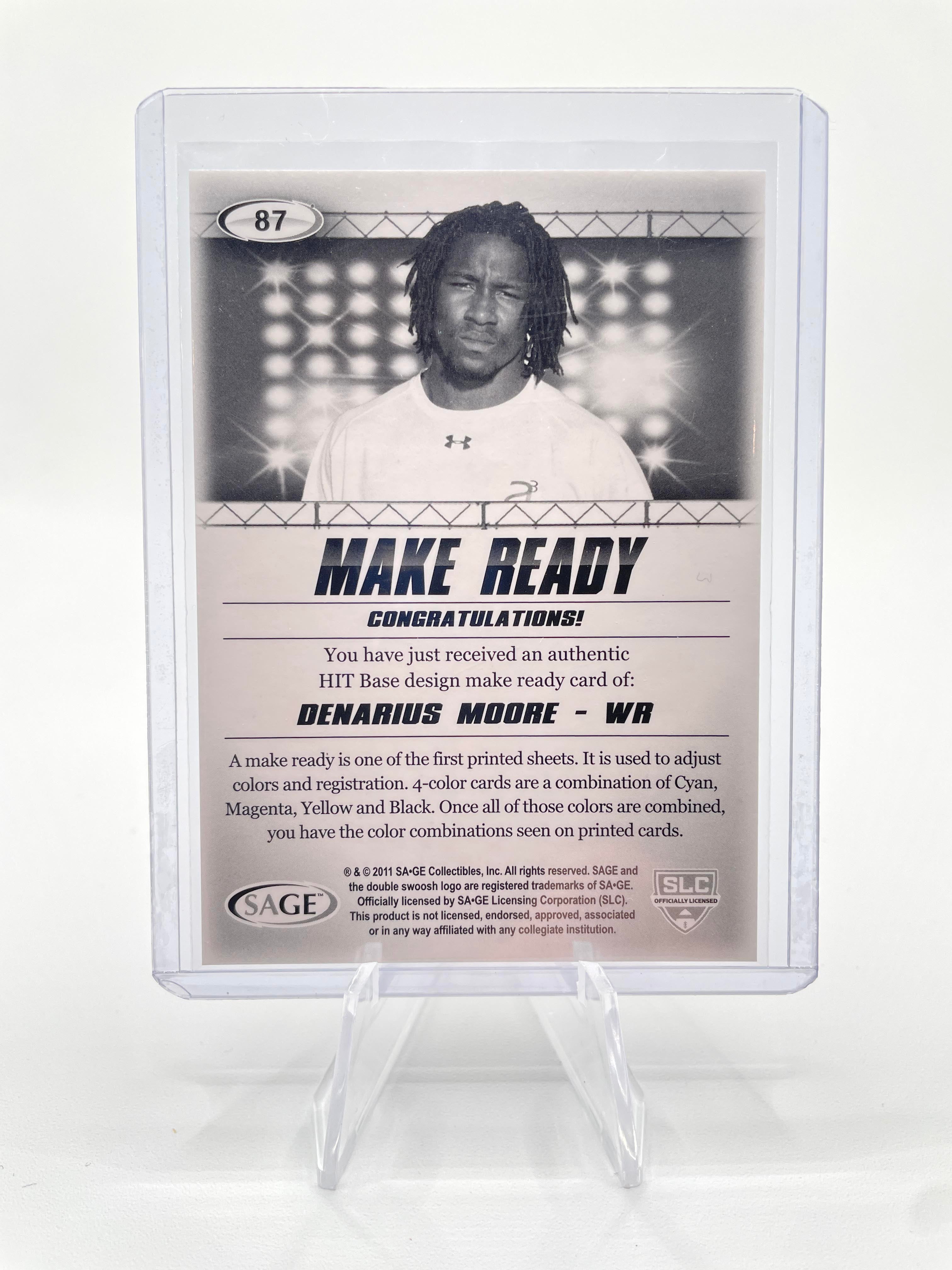 2011 SAGE HIT Denarius Moore Make Ready Yellow #87 Rookie /50