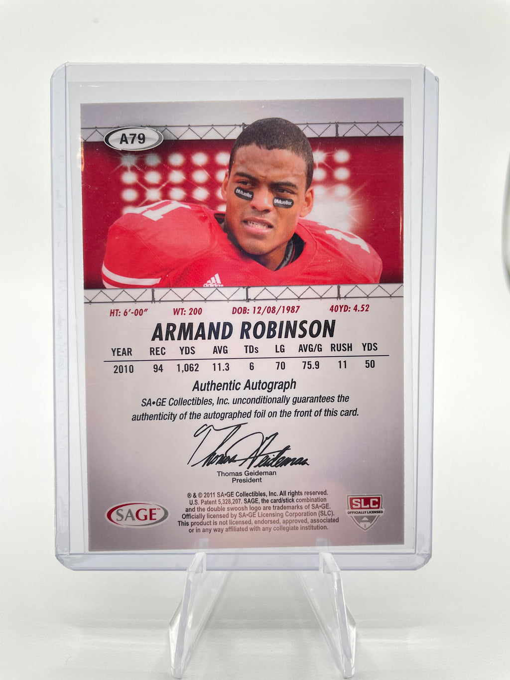 2011 Sage Hit Armand Robinson Rookie Auto #A79