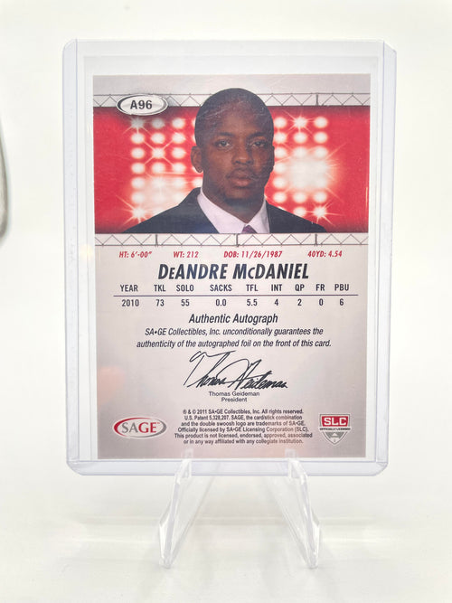 2011 Sage Hit DeAndre McDaniel Rookie Auto #A96
