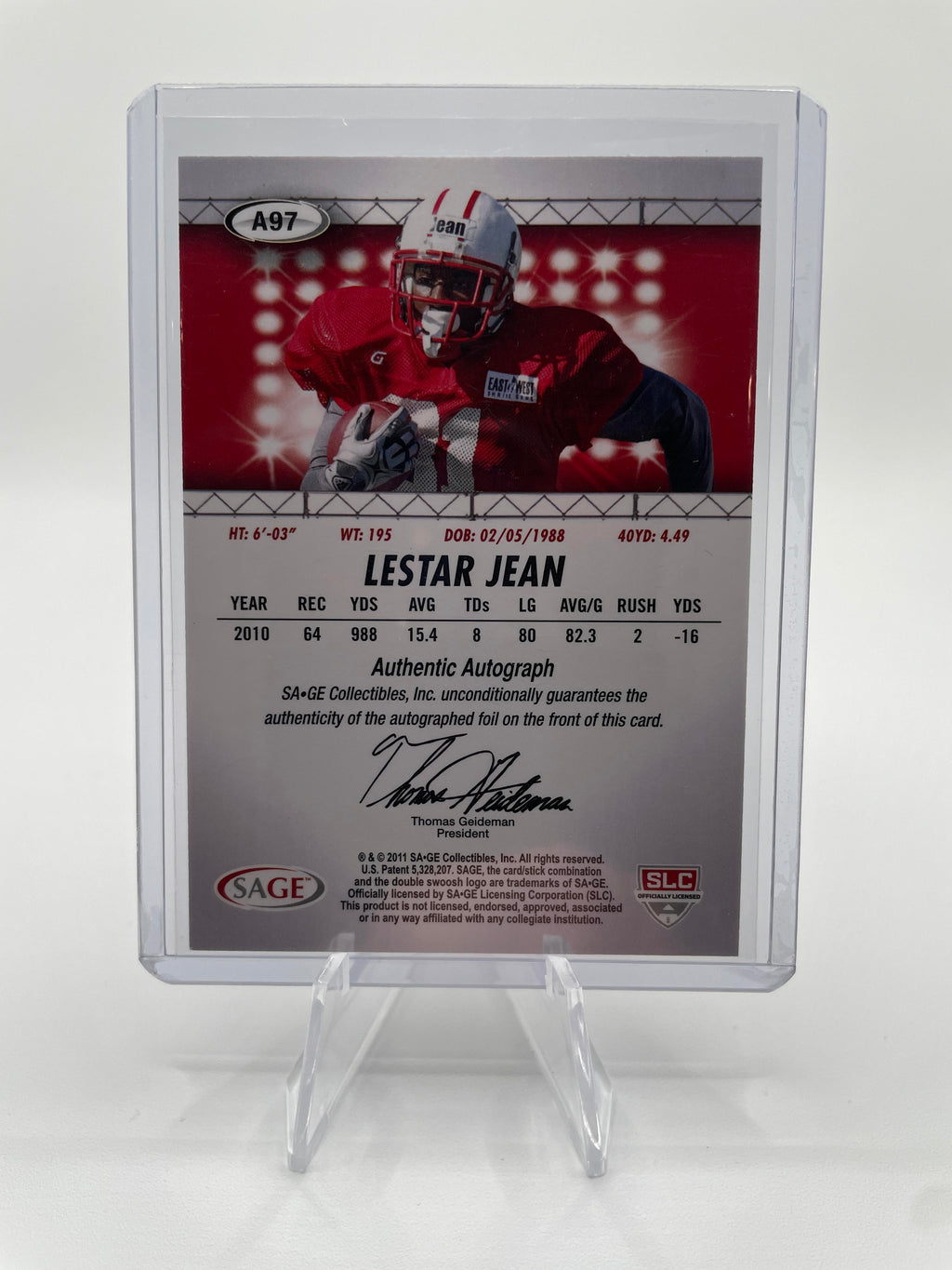 2011 Sage Hit Lester Jean Rookie Auto Gold /250