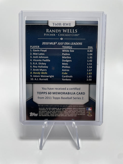 2011 Topps 60 Relics Randy Wells #T60R-RWE Cubs Patch