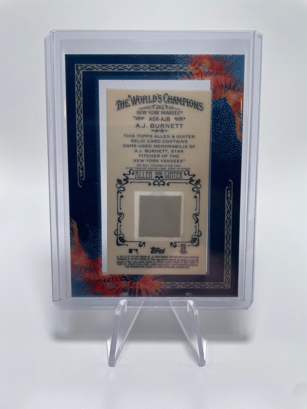 2011 Topps Allen & Ginter A.J. Burnett Framed Mini Relic Patch