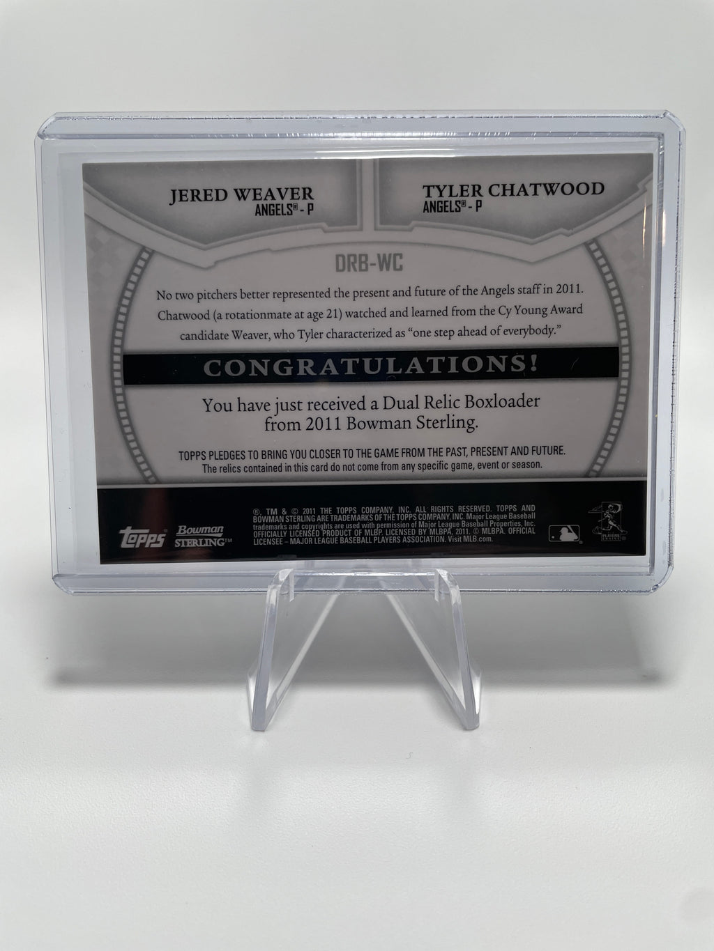 2011 Bowman Sterling Jered Weaver + Tyler Chatwood Dual Jersey /99 #DRB-WC