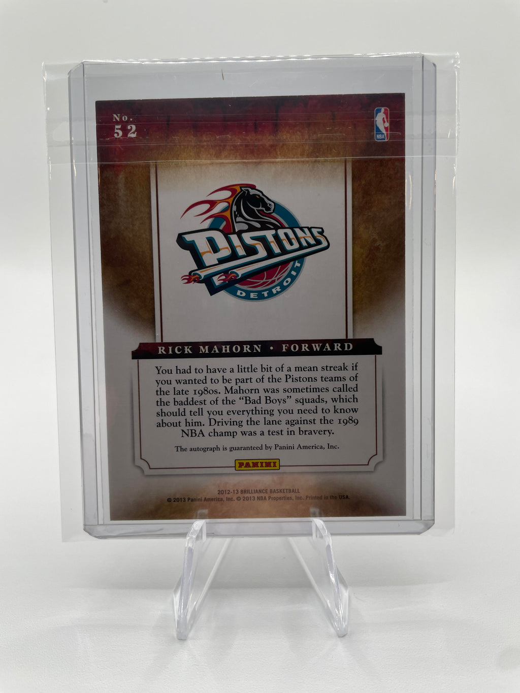 2012-13 Panini Brilliance Rick Mahorn Auto Marks Of Brilliance Auto SP /199 #52
