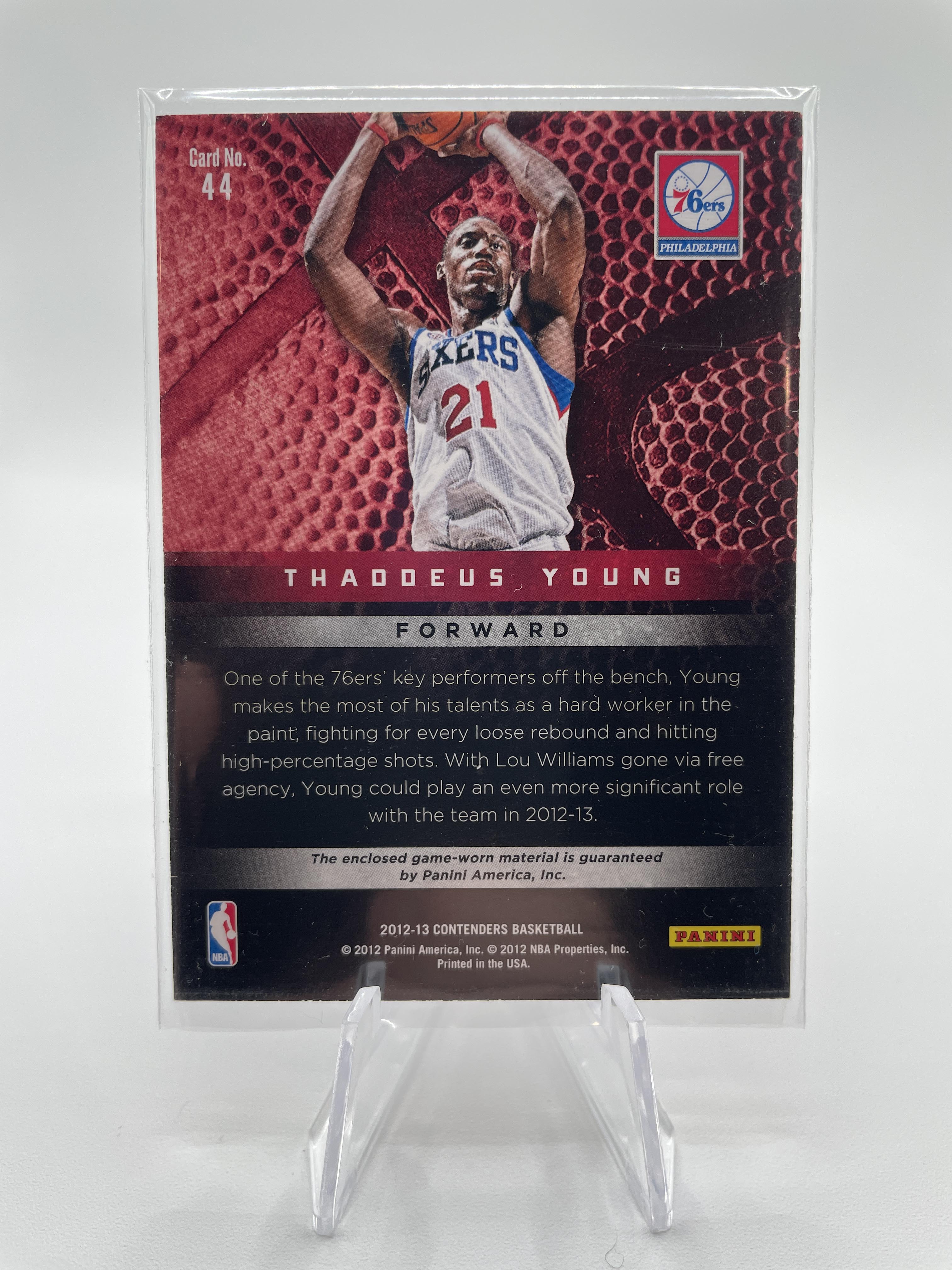 2012-13 Panini Contenders Thaddeus Young Contenders Materials Patch /79 #44