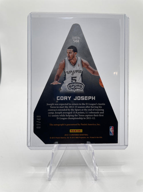 2012-13 Panini Crown Royale Corey Joseph Rookie On-Card Auto Die Cut SP /49