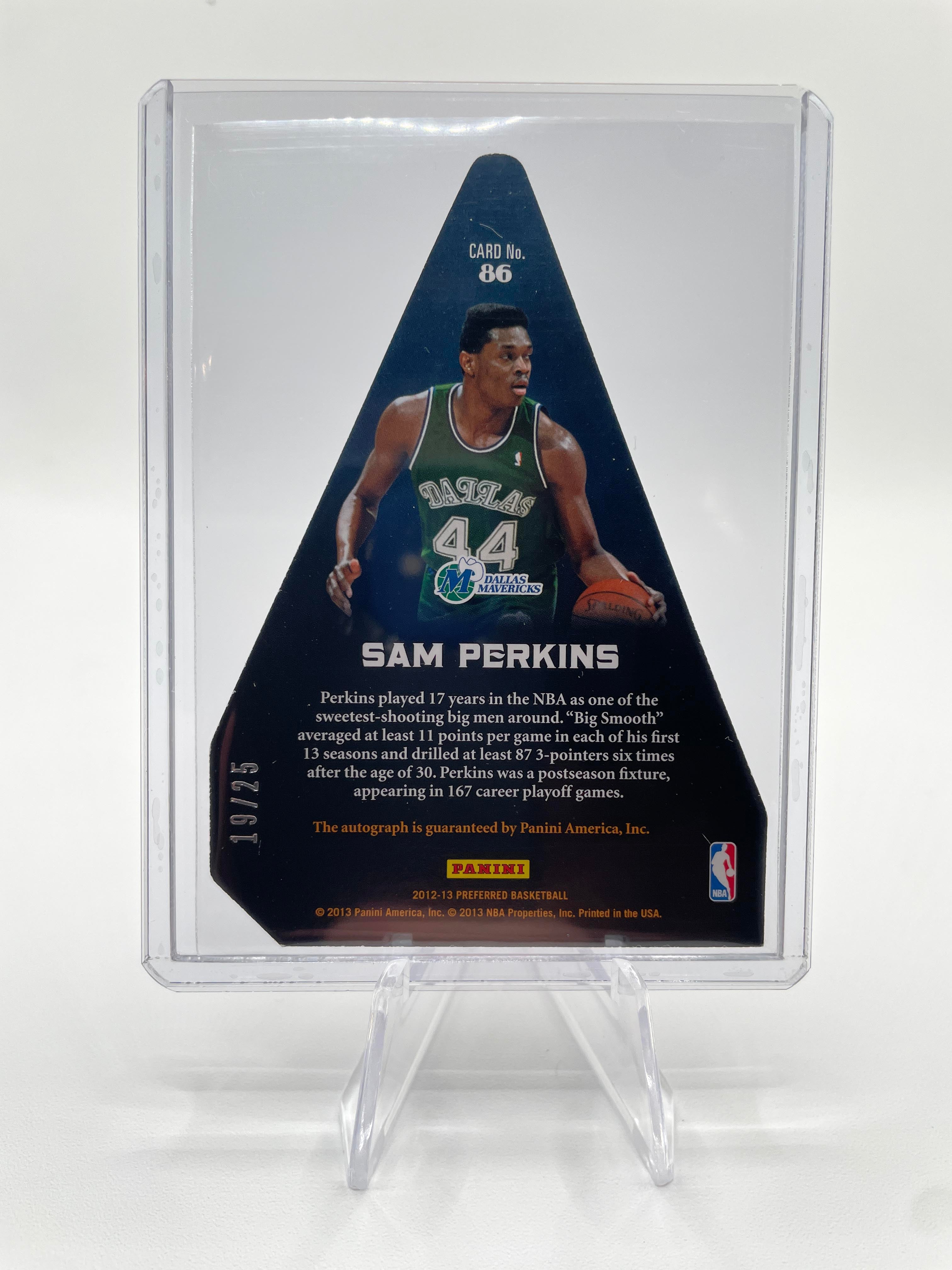 2012-13 Panini Crown Royale Sam Perkins Choice Award Die-Cut Auto SP /25 #86