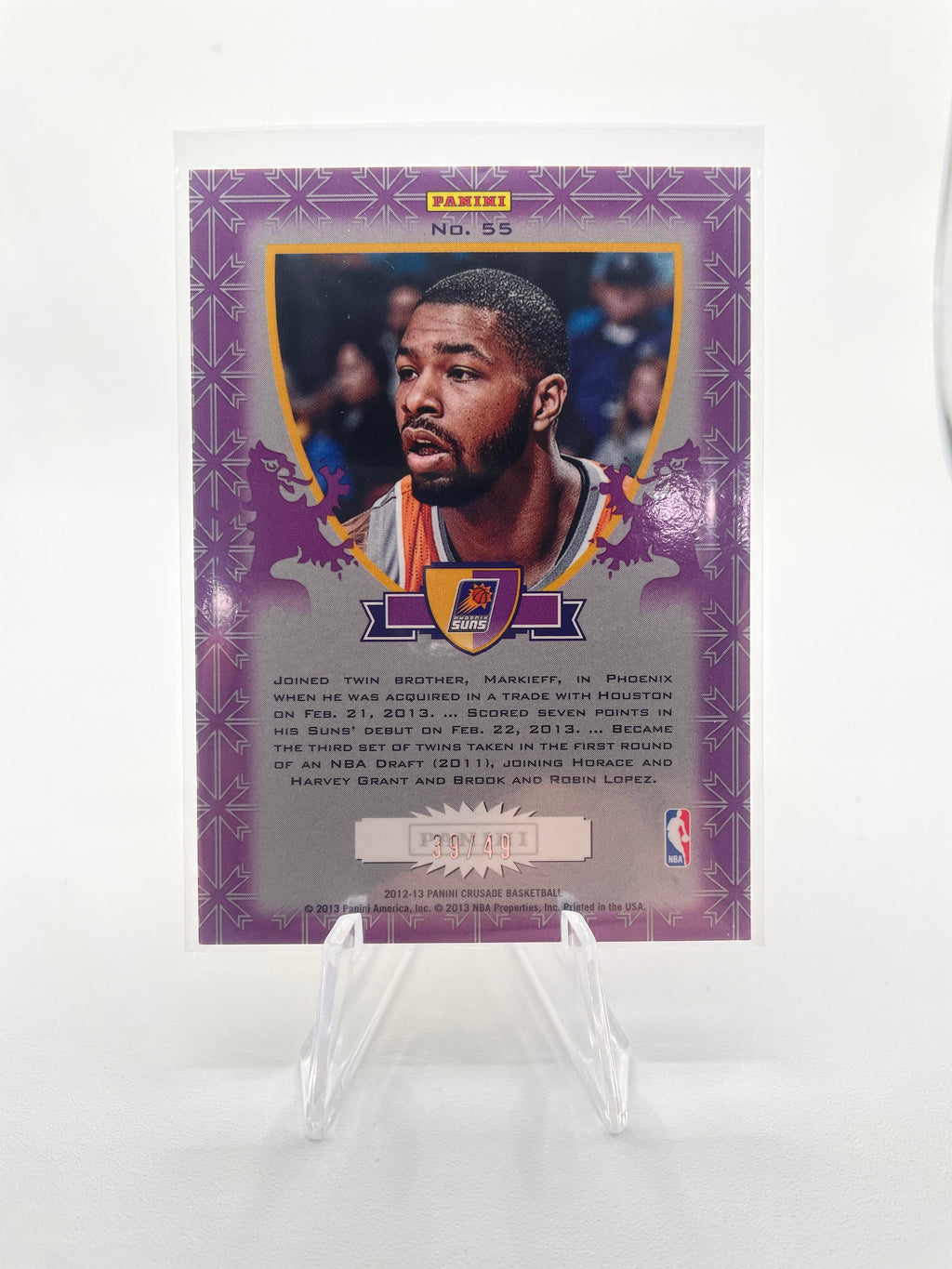 2012-13 Panini Crusade Marcus Morris Purple Gold Foil SP /49 #55