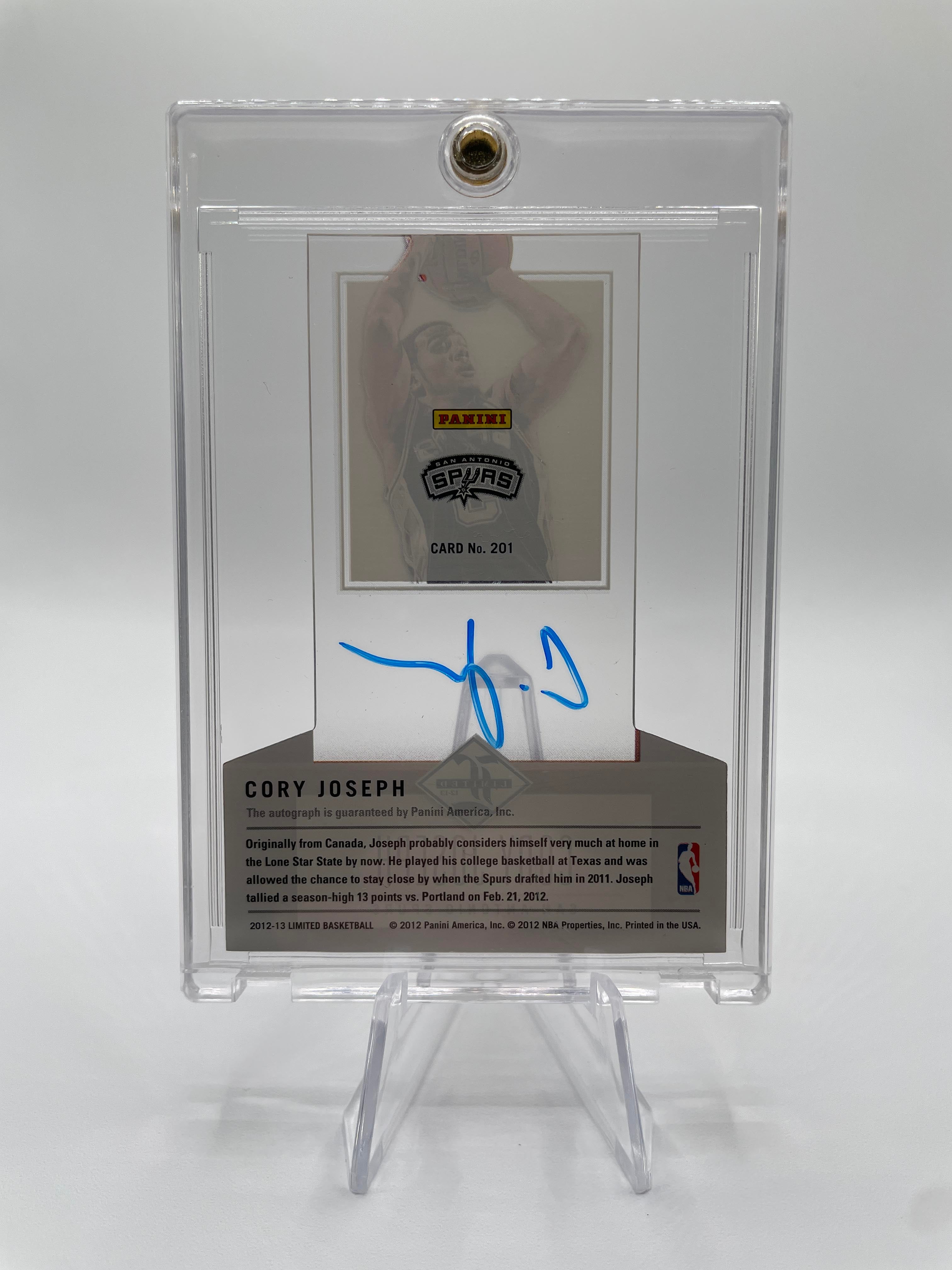 2012-13 Panini Limited Corey Joseph Clear Rookie On-Card Auto /399