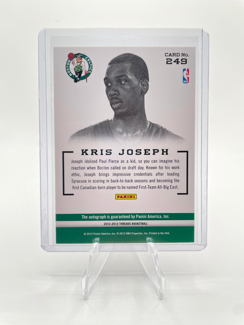2012-13 Panini Threads Kris Joseph On-Card Rookie Auto #249