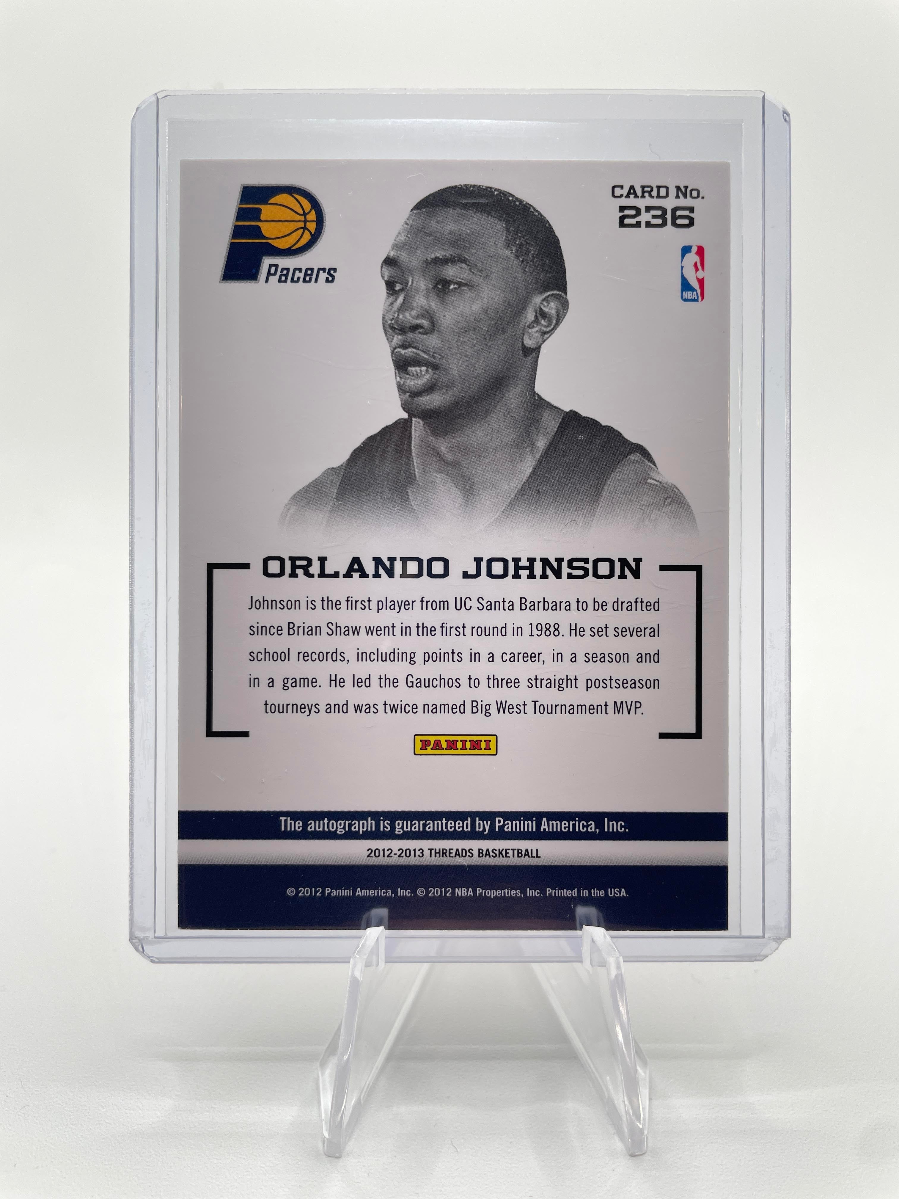 2012-13 Panini Threads Orlando Johnson On-Card Rookie Auto #236