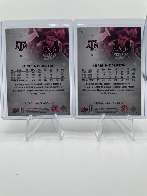 2012-13 SP Authentic Khris Middleton #35 Rookie RC Set (x2)