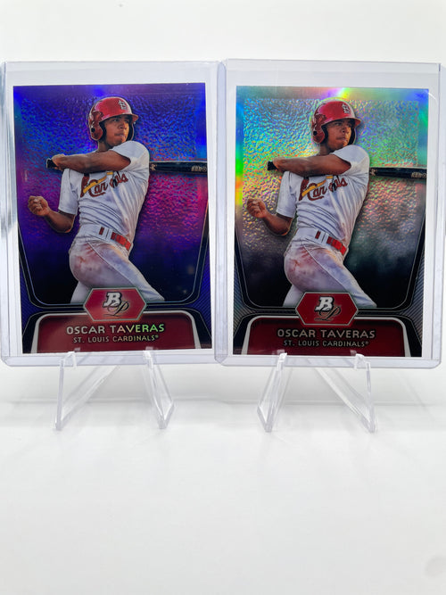 2012 Bowman Platinum Oscar Taveras Prospect Purple + Refractor Rookie Set