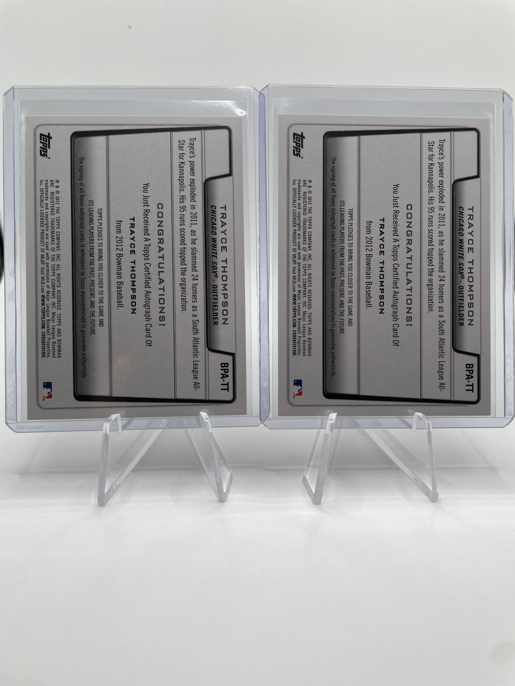 2012 Bowman Trayce Thompson Prospect Auto Set (x2)