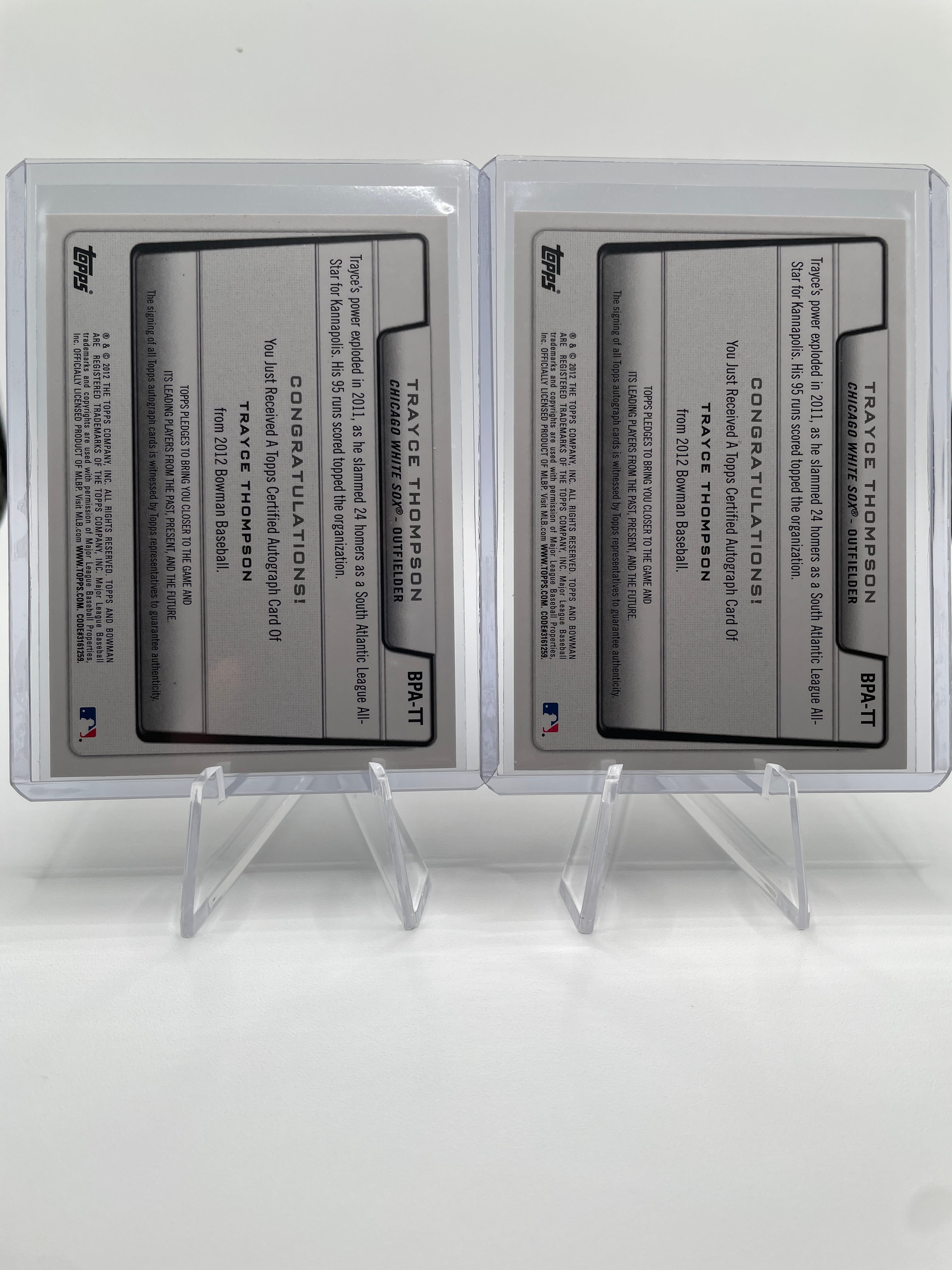 2012 Bowman Trayce Thompson Prospect Auto Set (x2)