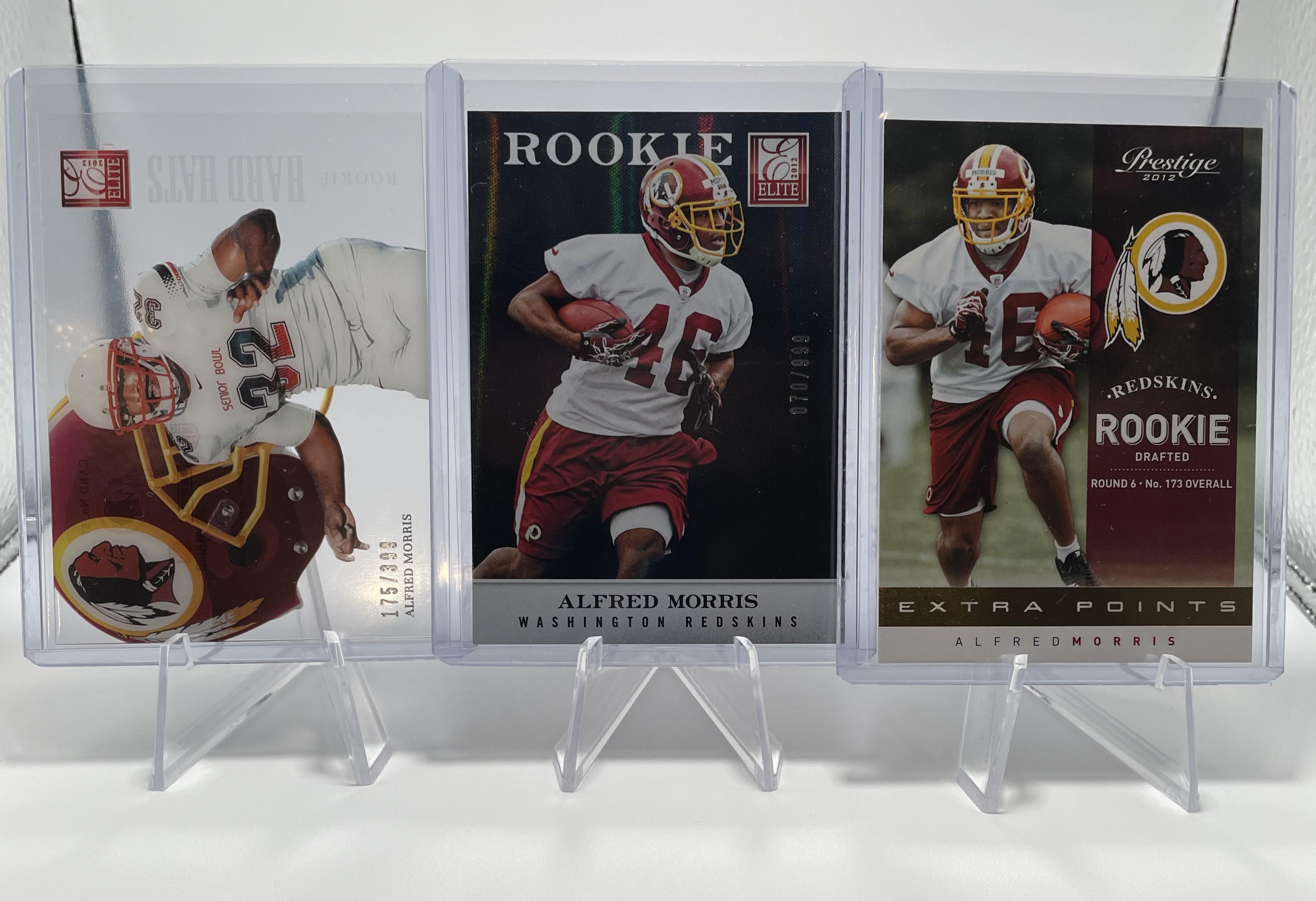 2012 Donruss Elite Alfred Morris Rookie Hard Hats /399 + Refractor /999 + SP RC