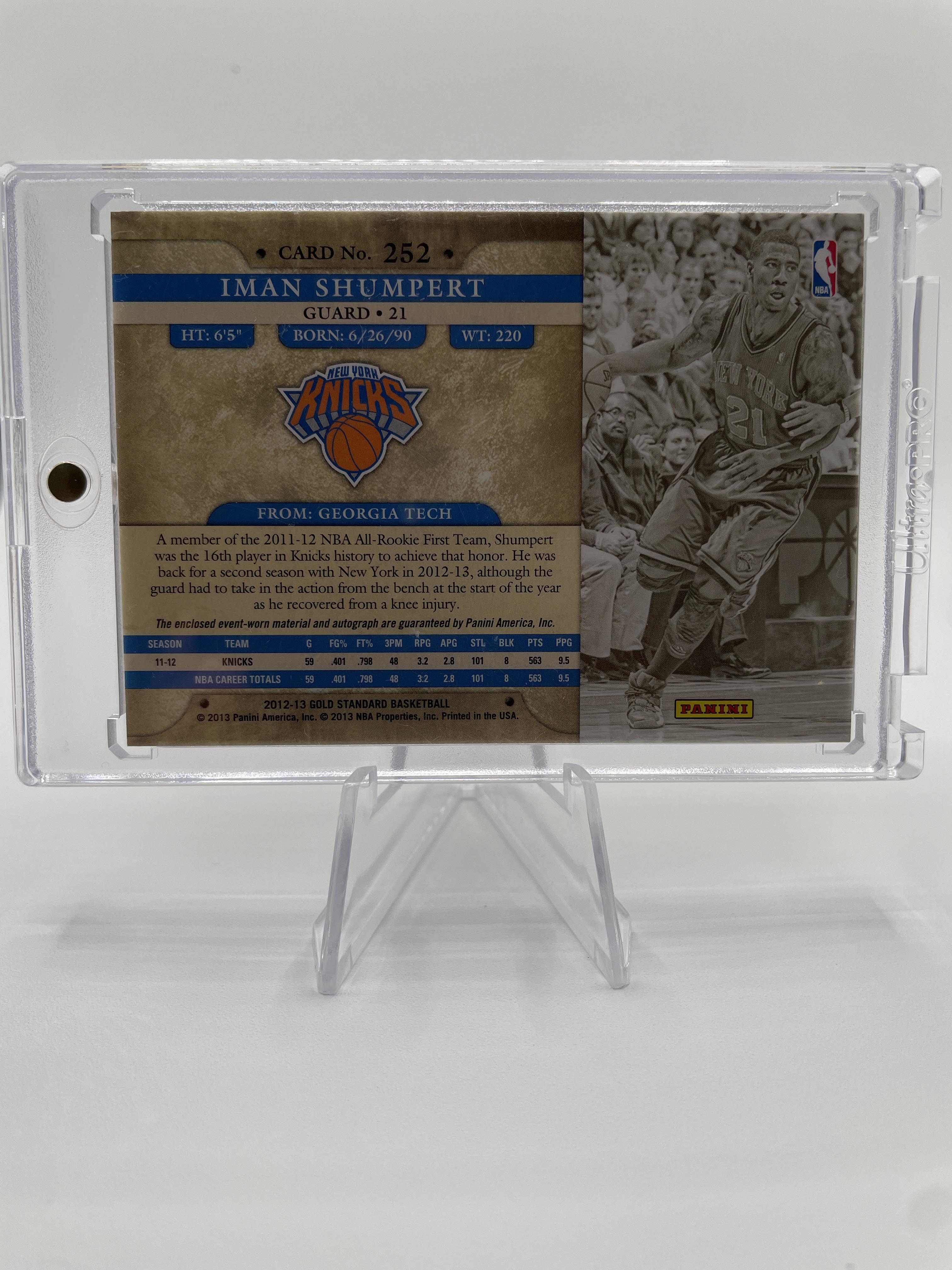 2012 Panini Gold Standard Iman Shumpert Rookie Patch Auto #252