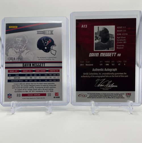 2012 Panini Rookies & Stars Davin Meggett Rookie Auto /999 + Sage Hit RC Auto