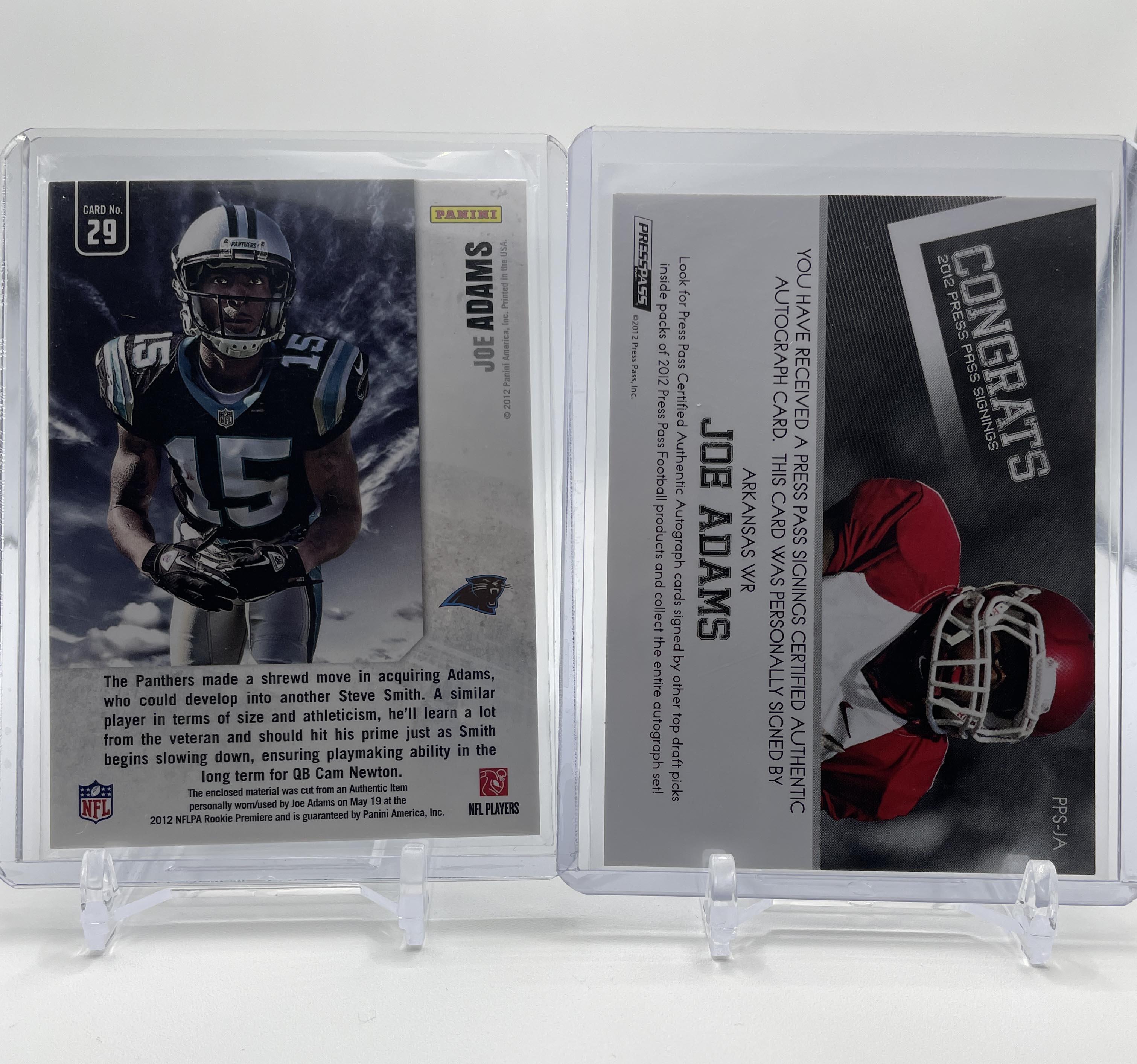2012 Panini Rookies & Stars Longevity Joe Adams Rookie Patch + Press Pass Auto