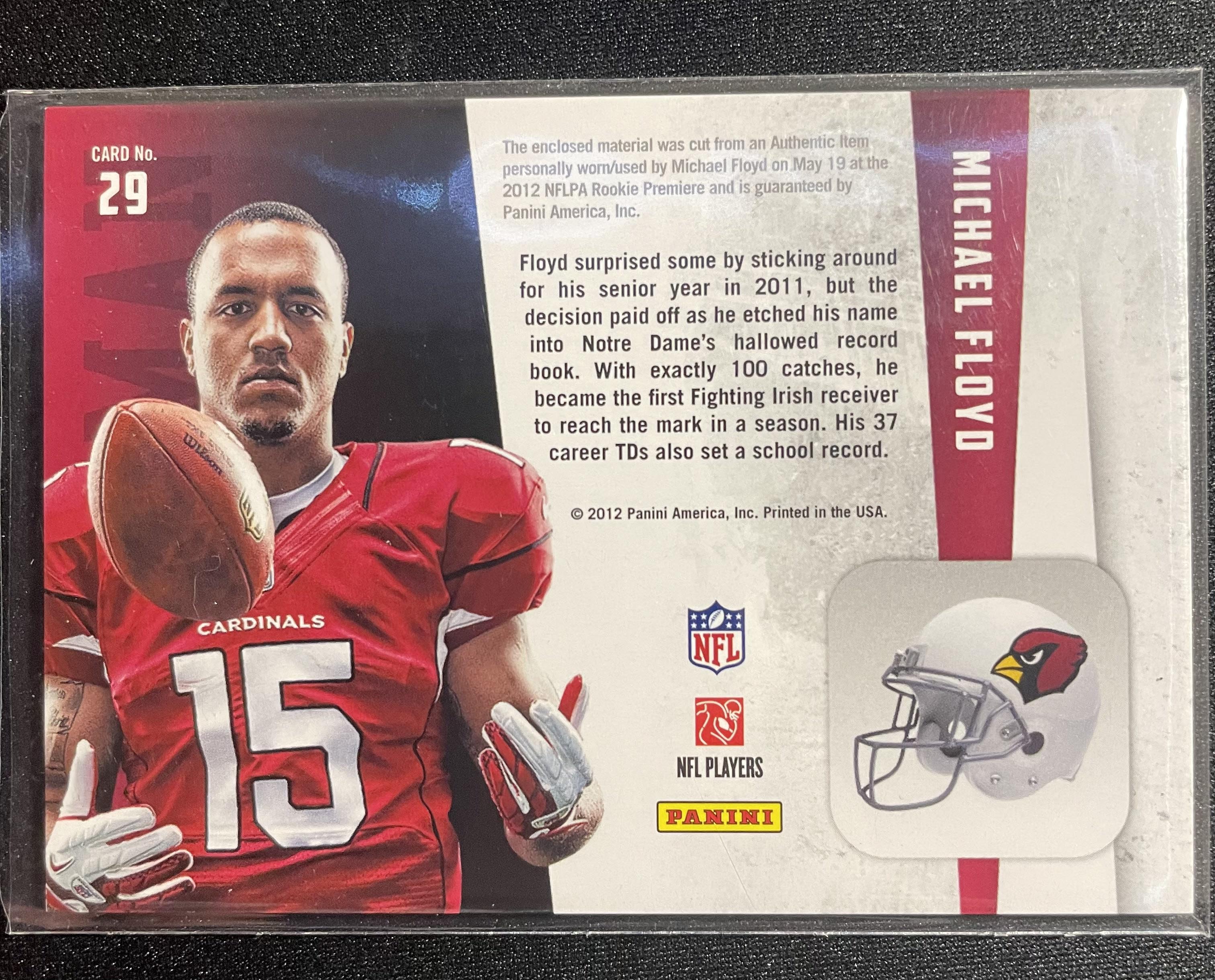 2012 Panini Rookies & Stars Michael Floyd Freshman Orientation Rookie Patch #29