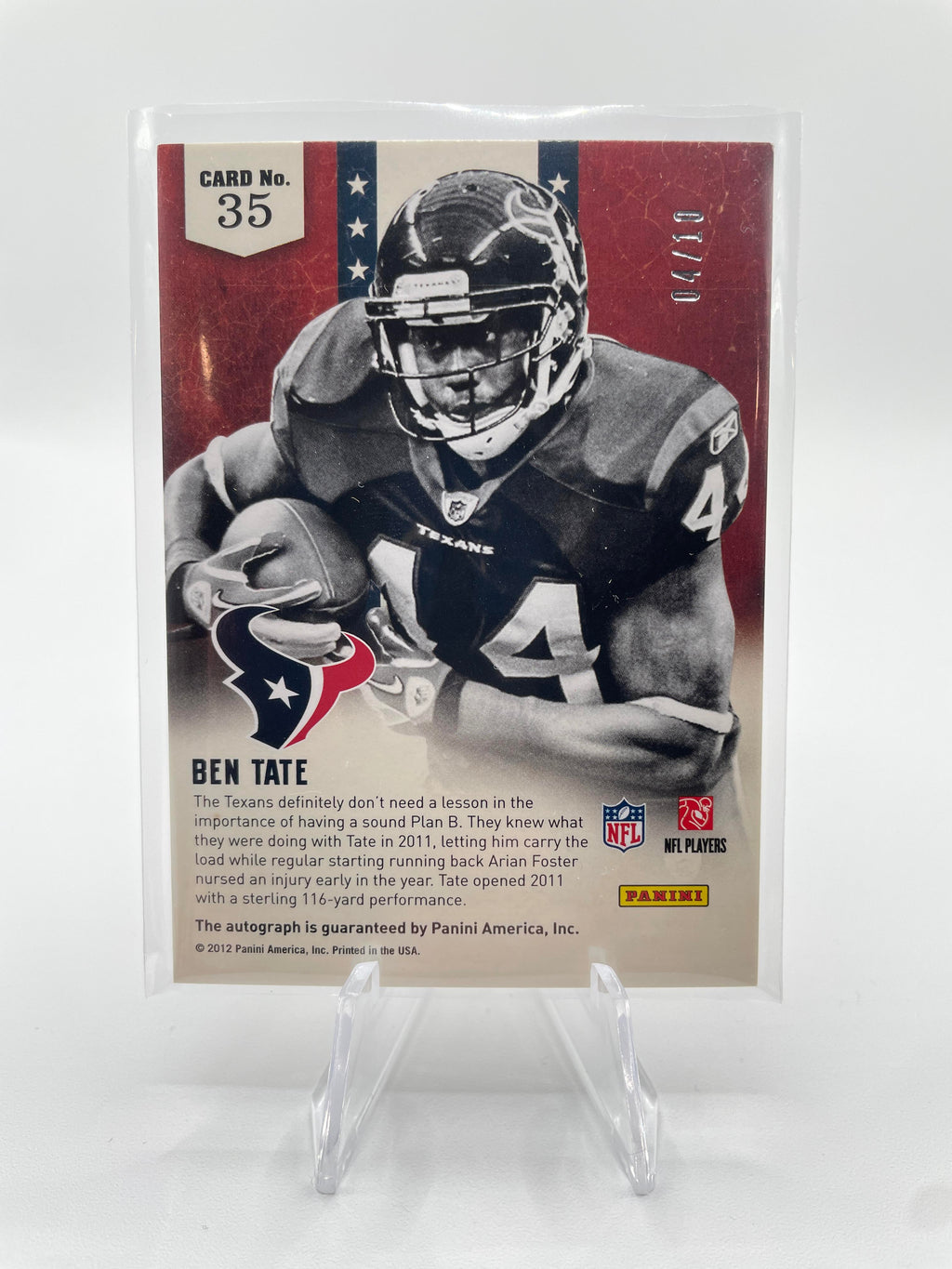 2012 Panini Rookies and Stars Ben Tate Great American Heroes Auto /10