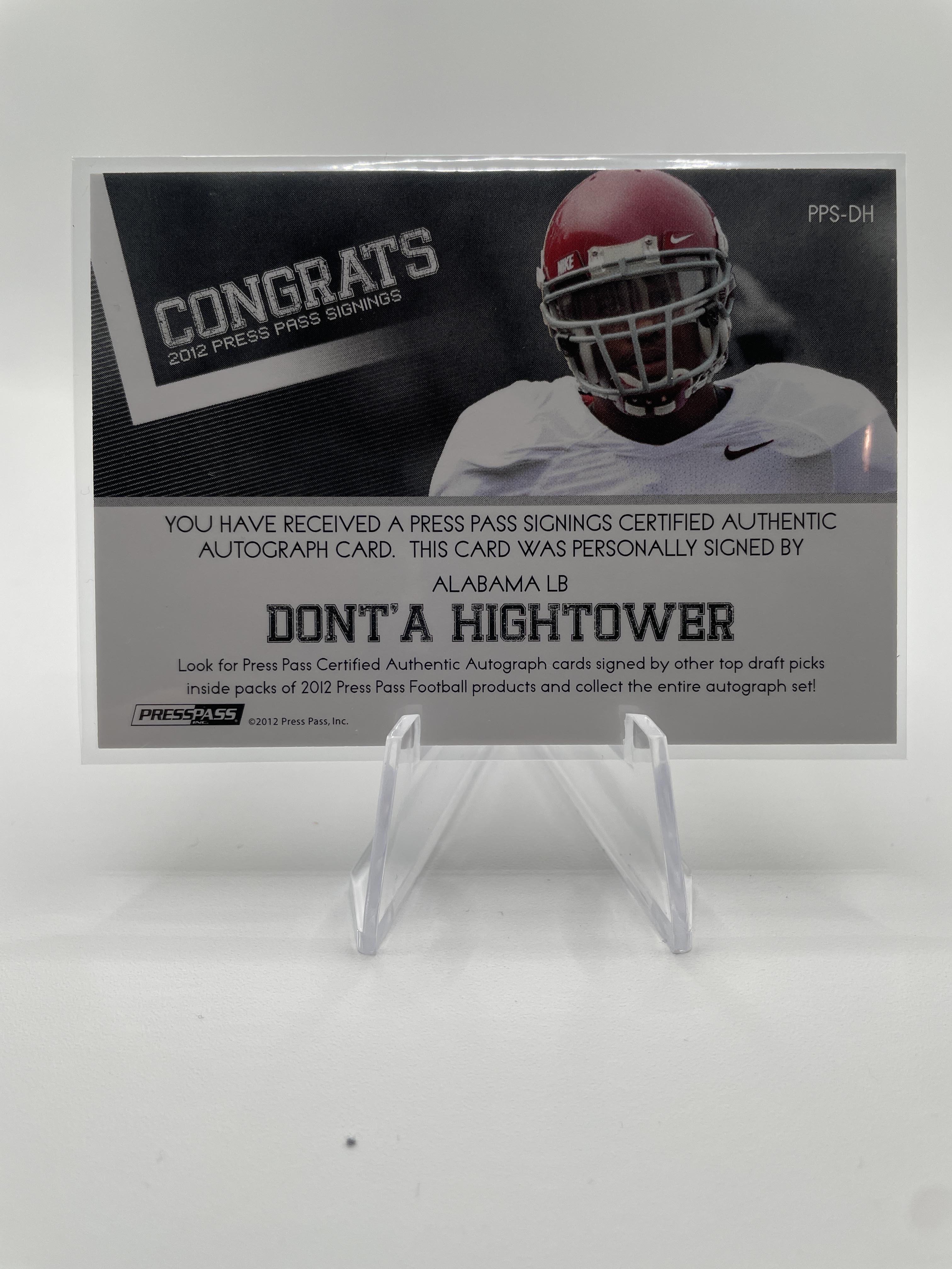 2012 Press Pass Dont'a Hightower On-Card Rookie Auto