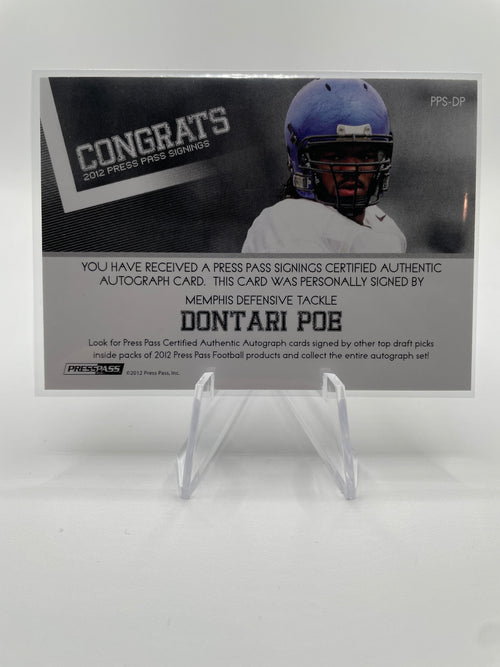 2012 Press Pass Dontari Poe On-Card Rookie Auto