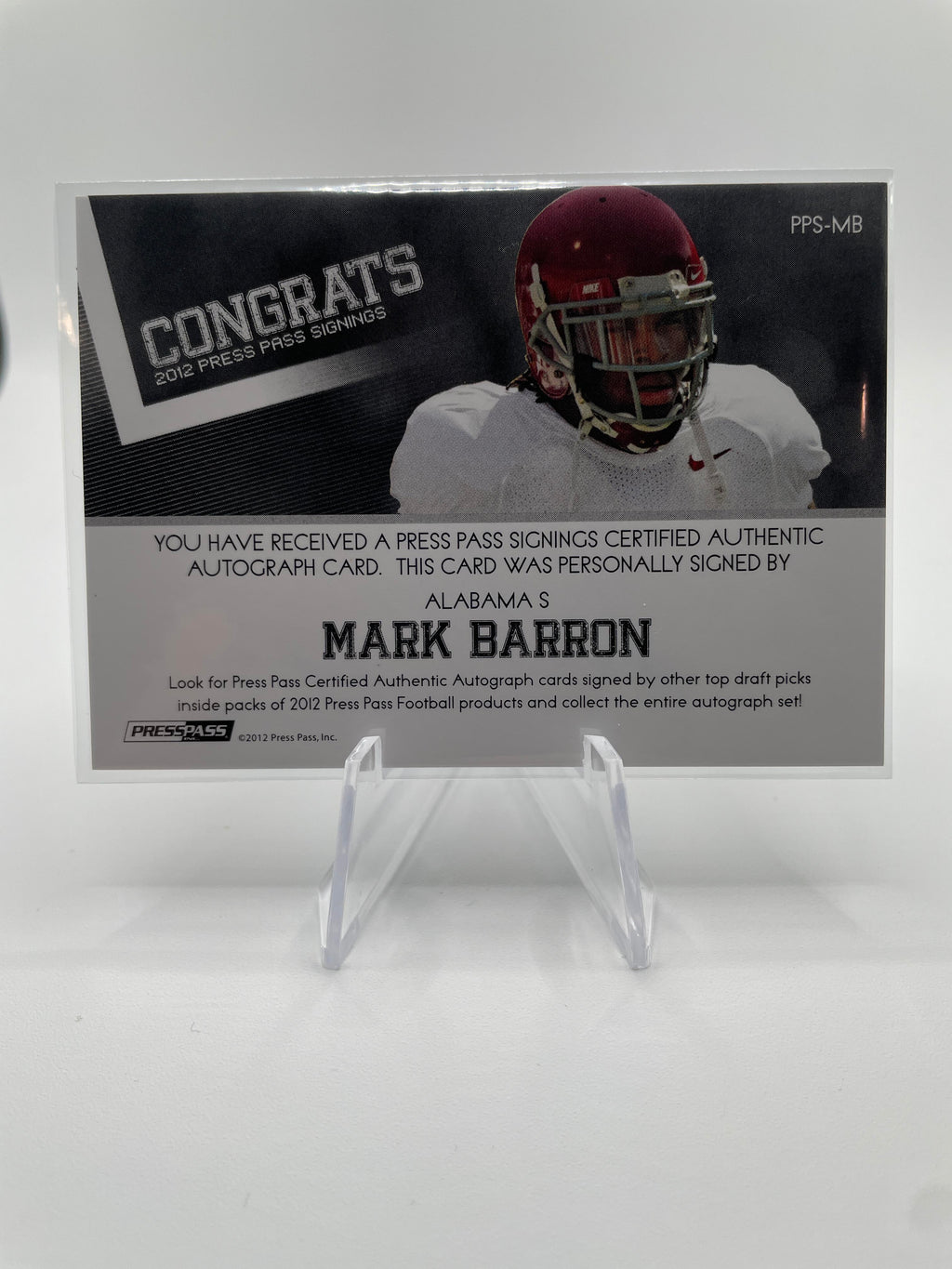 2012 Press Pass Mark Barron On-Card Rookie Auto
