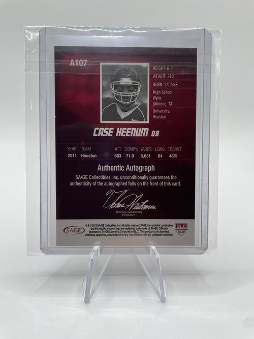 2012 Sage Hit Case Keenum Gold Rookie Auto /250 #A107