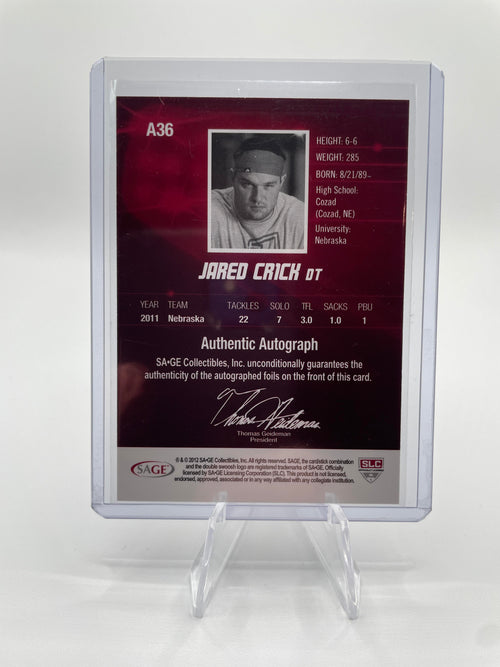 2012 Sage Hit Jared Crick Gold Rookie Auto /250 #A36